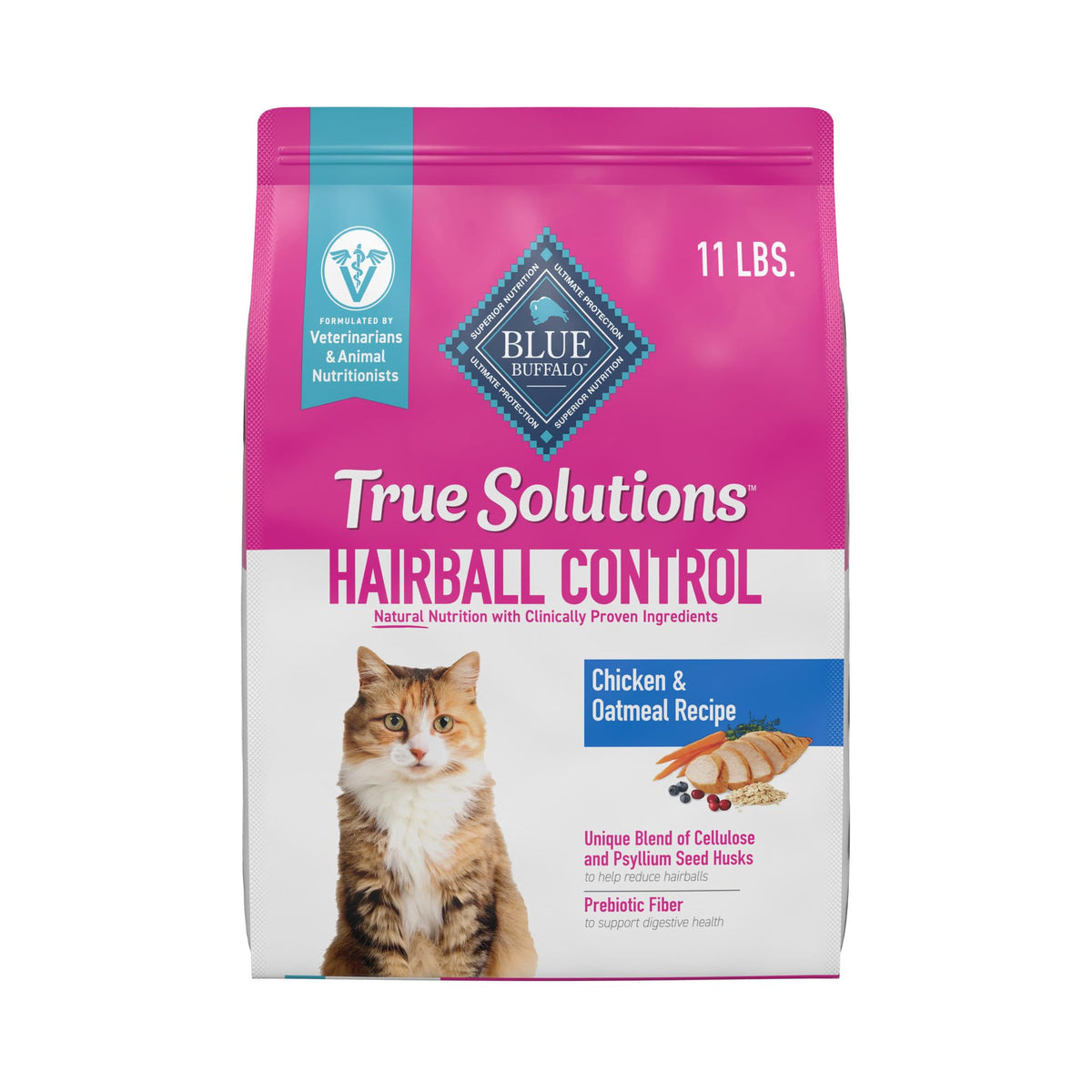 Blue Buffalo True Solutions Hairball Croquettes, sac 11 lb, aide potentiellement à limiter les boules.