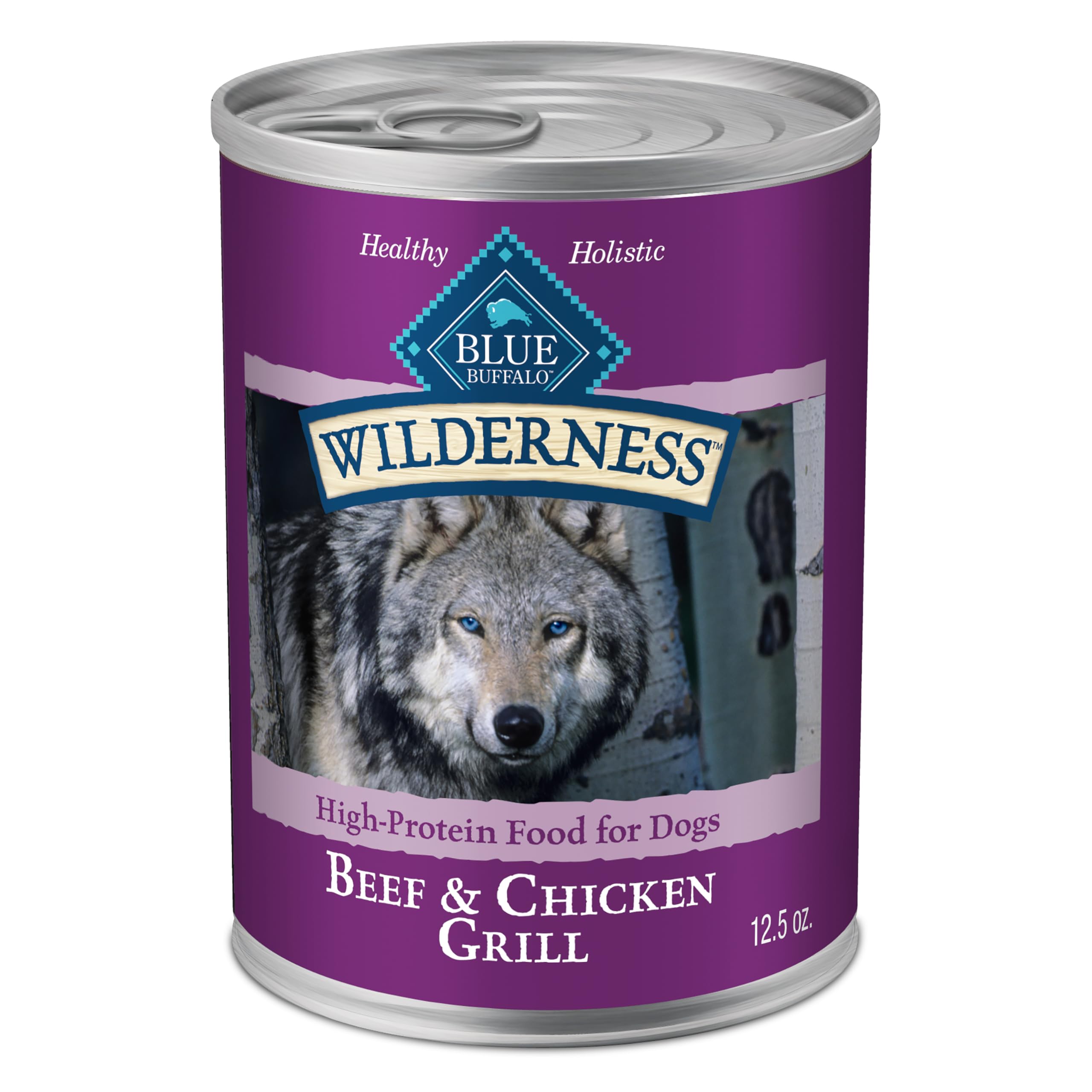 Blue Buffalo Wilderness alimentation humide pour chien, boeuf et poulet grillés, pratique et savoureuse.
