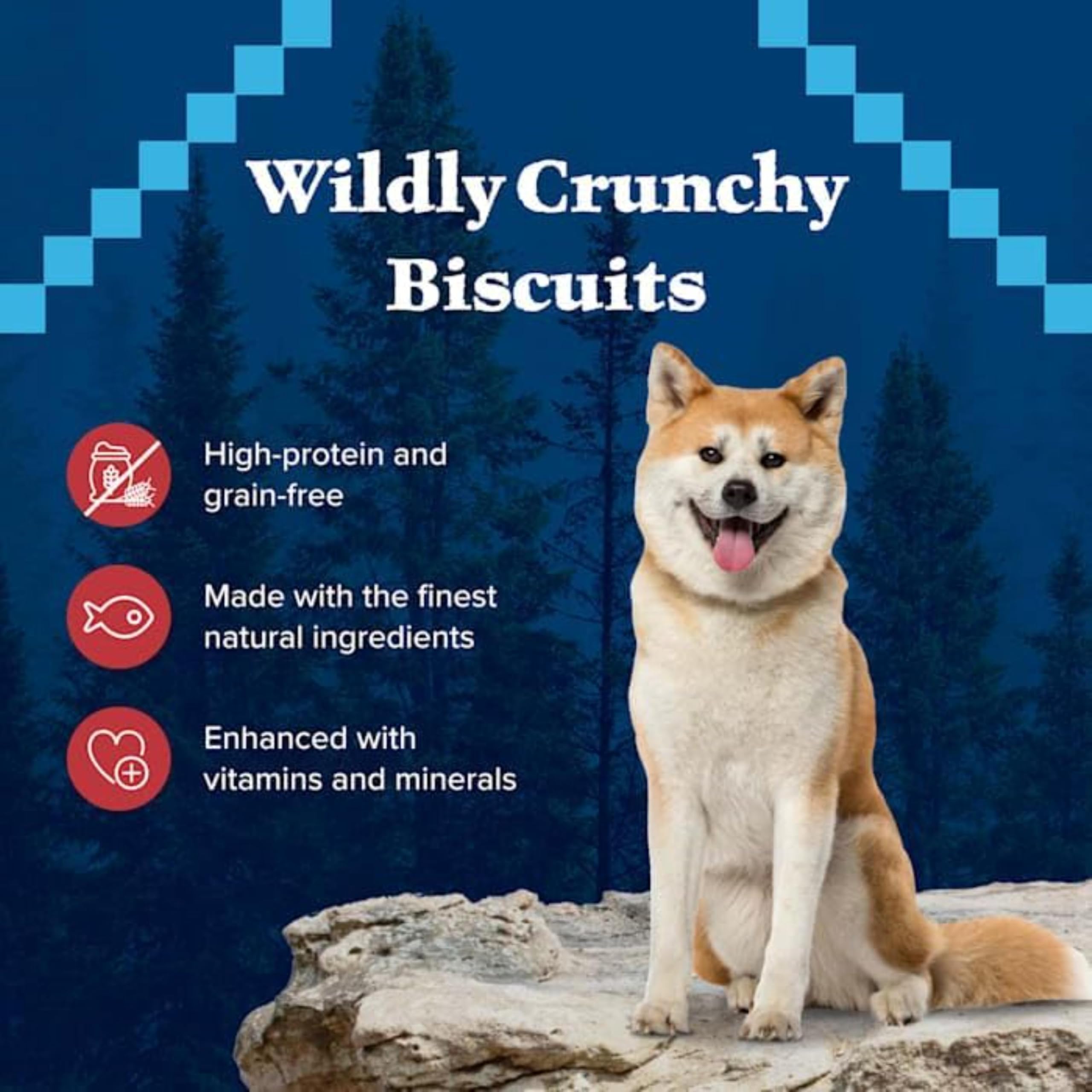 Blue Buffalo Wilderness chien croquant à la dinde, biscuits sains sans additifs artificiels.