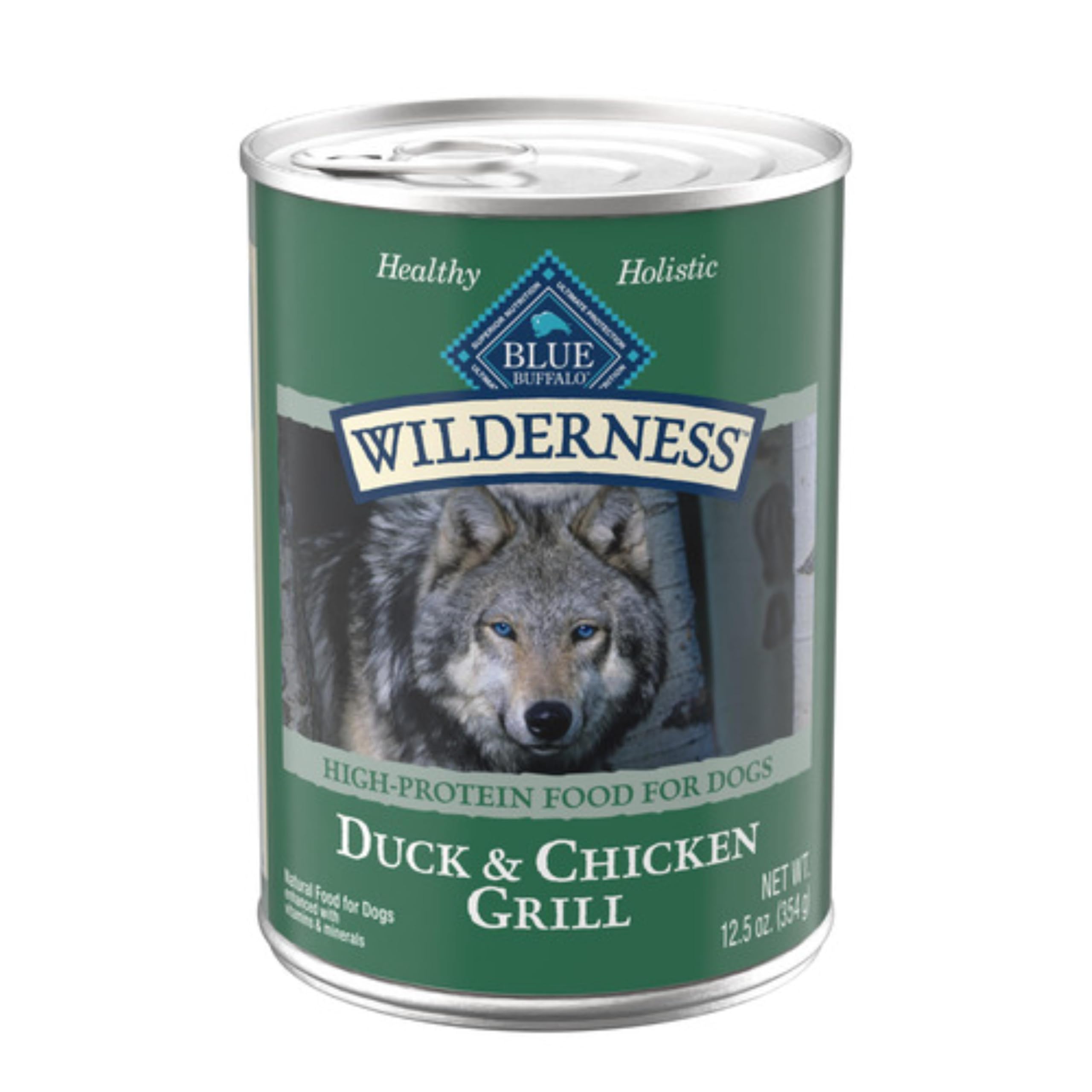 Blue Buffalo Wilderness, boite canard et poulet, premier ingrédient canard pour energie naturelle