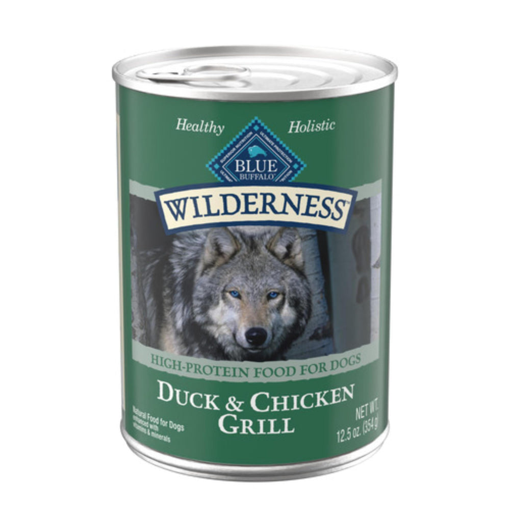 Blue Buffalo Wilderness, boite canard et poulet, premier ingrédient canard pour energie naturelle