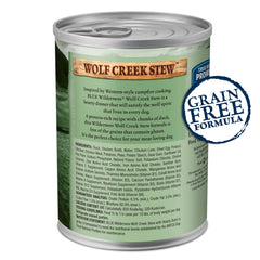 Morceaux de canard Blue Buffalo Wilderness Wolf Creek Stew pour goût et protéines.