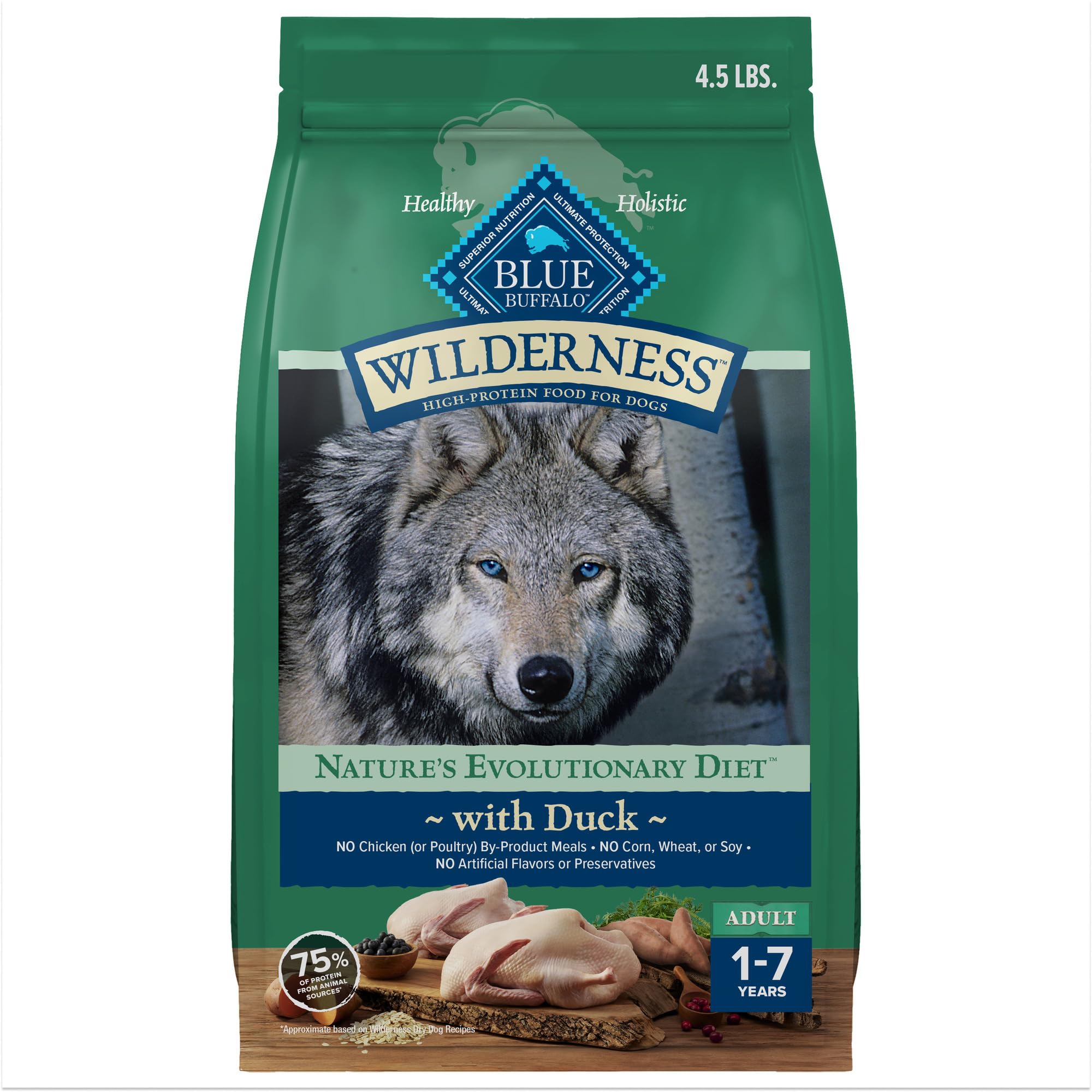 Blue Buffalo Wilderness – canard premier ingrédient, satisfaction naturelle pour chiens