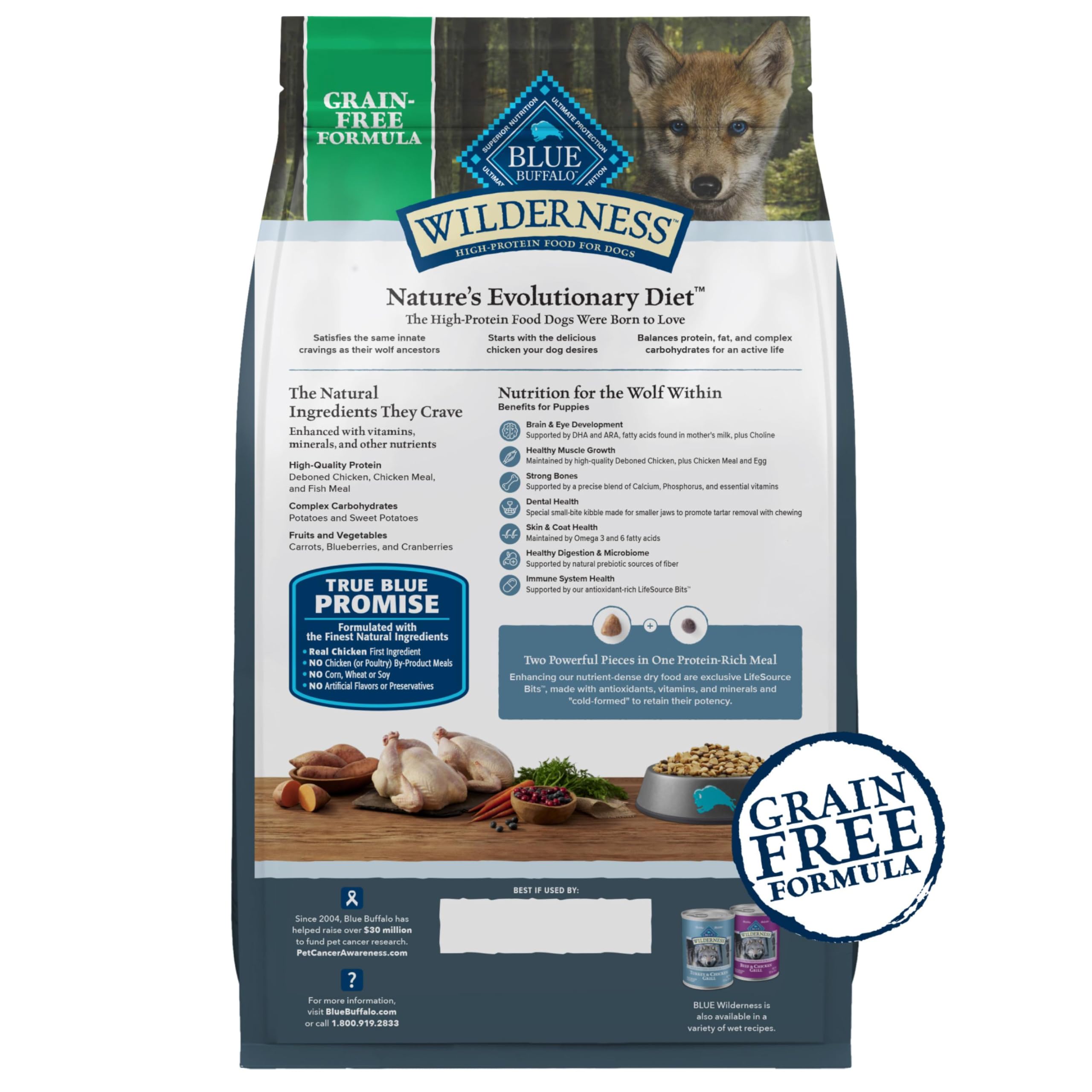Blue Buffalo Wilderness chiot sans céréales poulet formulation adaptée