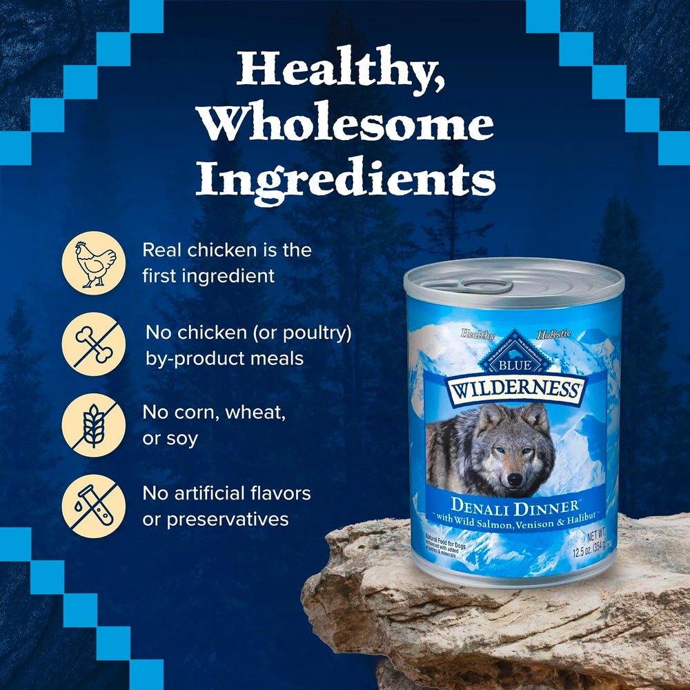 Blue Buffalo Wilderness Denali Diner, boîte pratique de 12,5 oz pour repas complets.