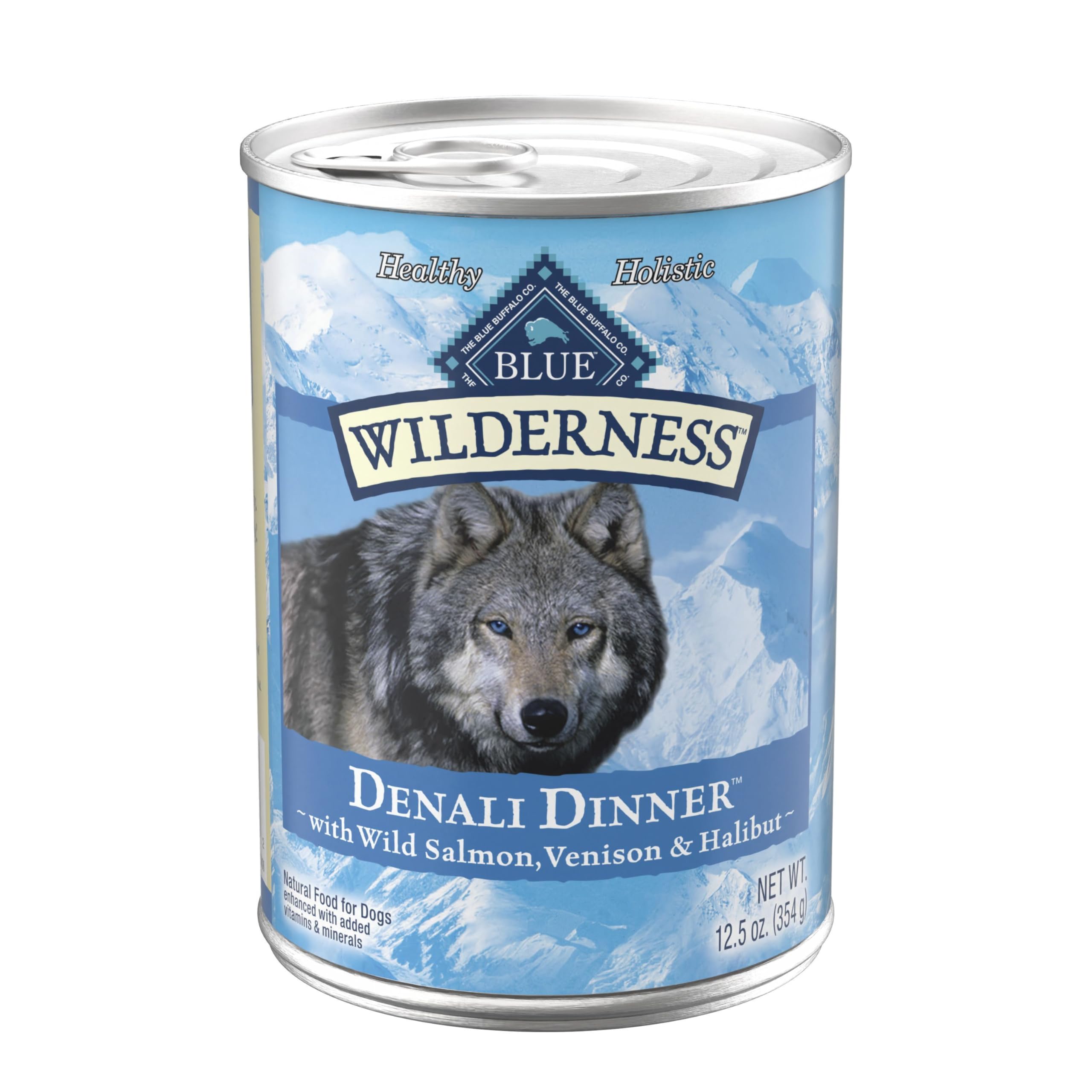 Blue Buffalo Wilderness Denali Diner, saumon sauvage comme premier ingrédient, goût naturel et appétissant.