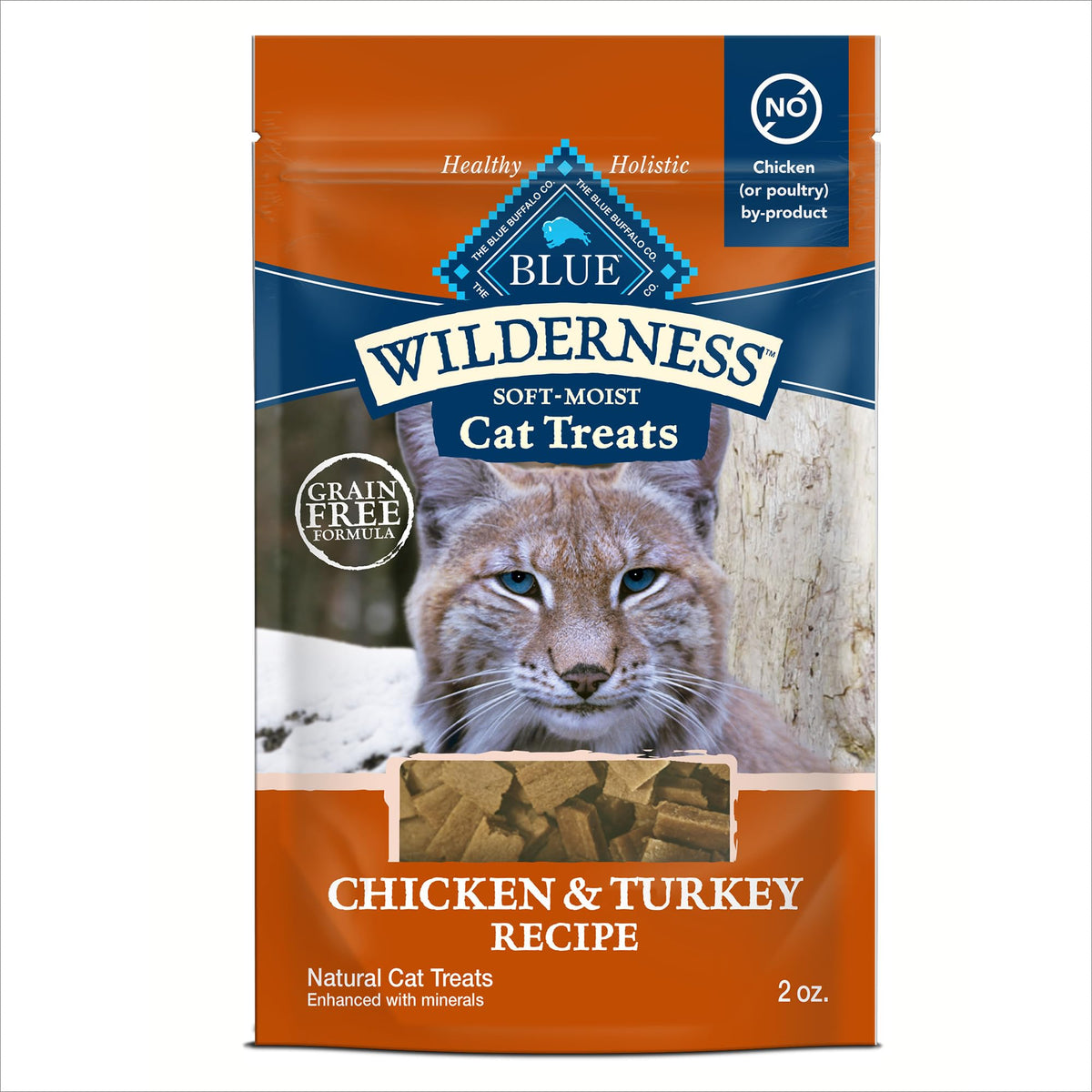 Friandises Blue Buffalo Wilderness pour chat, texture douce et moelleuse au poulet et dinde.