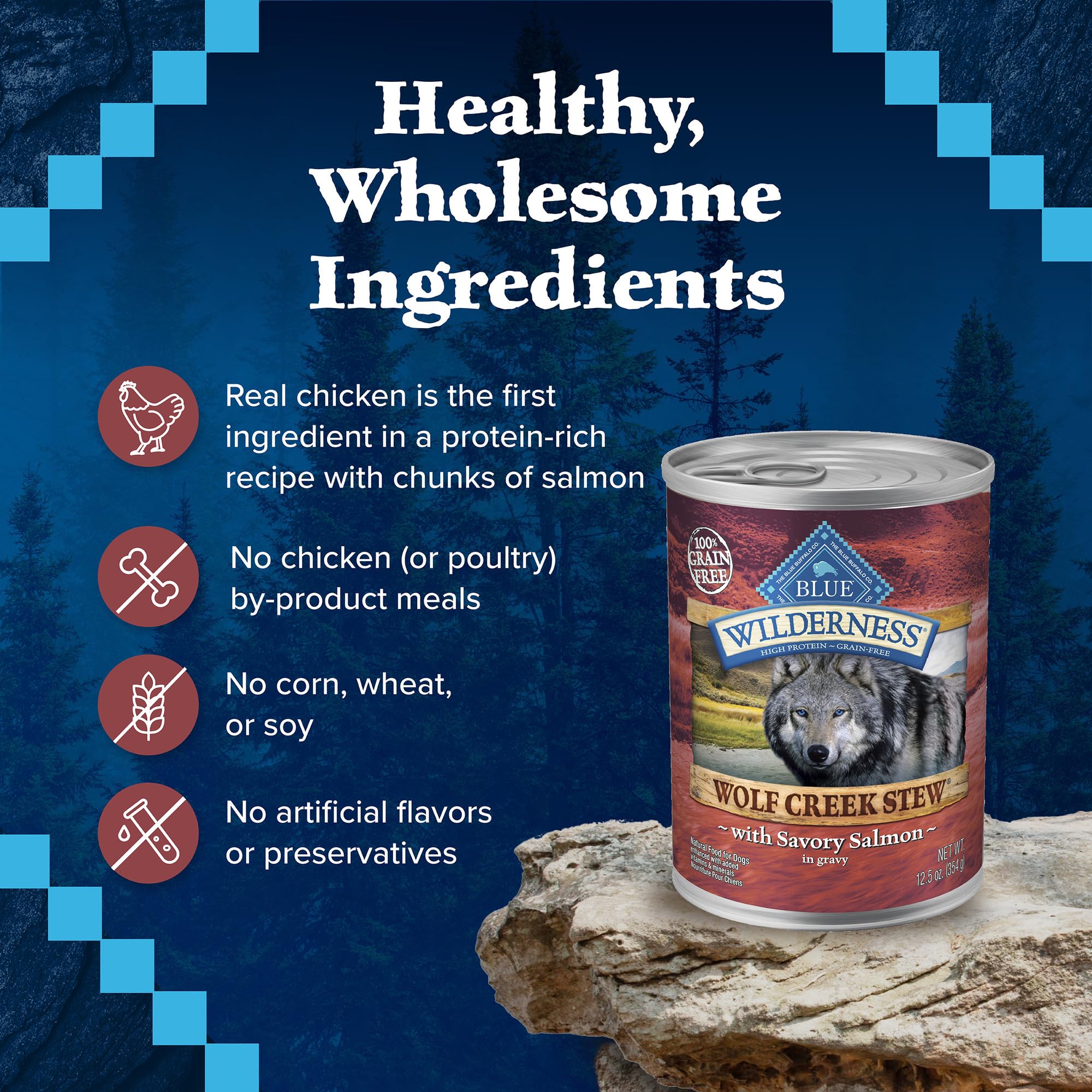 Blue Buffalo Wilderness ingredients naturels saumon pour chien