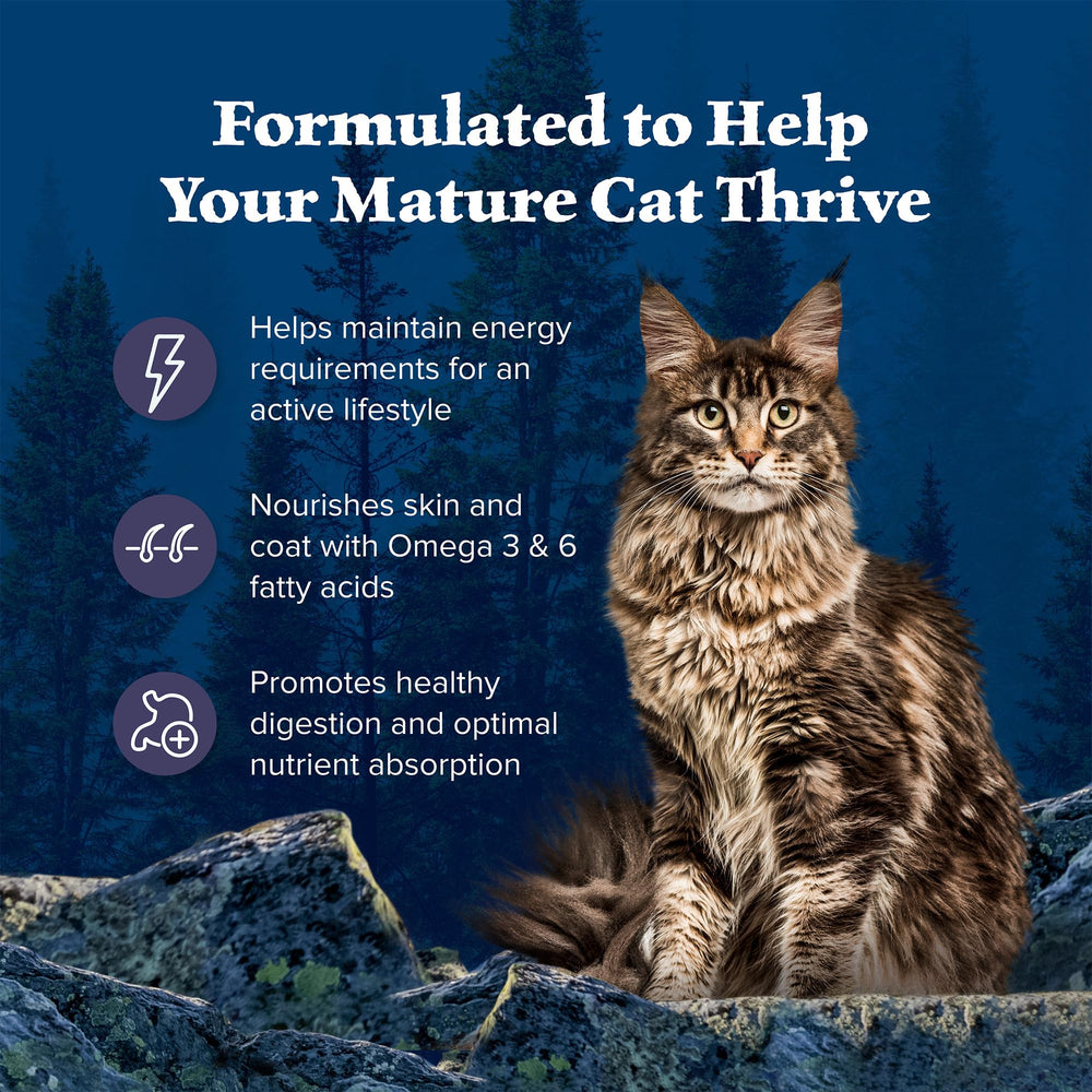 Équilibre oméga-3 et oméga-6 pour le pelage et la peau des chats matures.