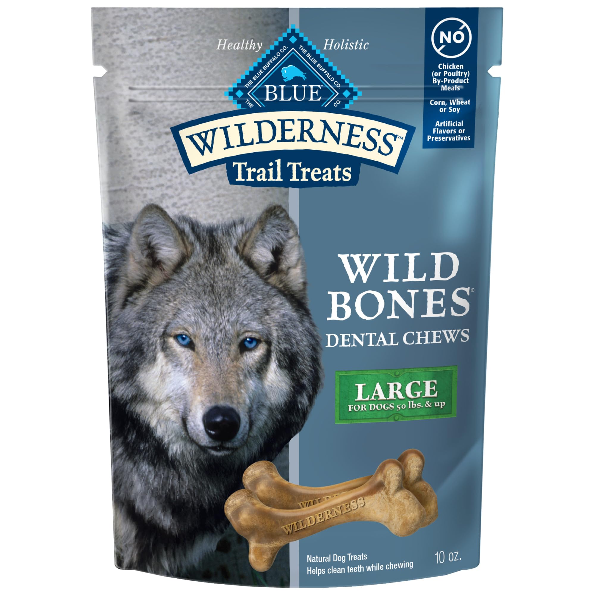 Blue Buffalo Wilderness os dentaires gros dans un emballage pratique, parfait pour l’hygiène dentaire quotidienne.