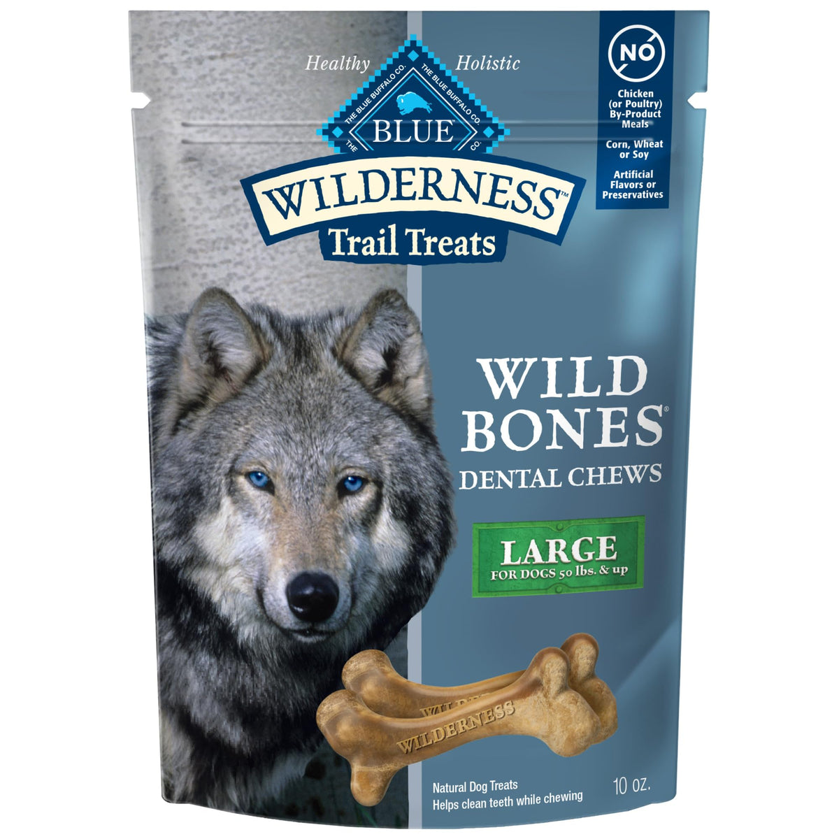 Blue Buffalo Wilderness os dentaires gros dans un emballage pratique, parfait pour l’hygiène dentaire quotidienne.
