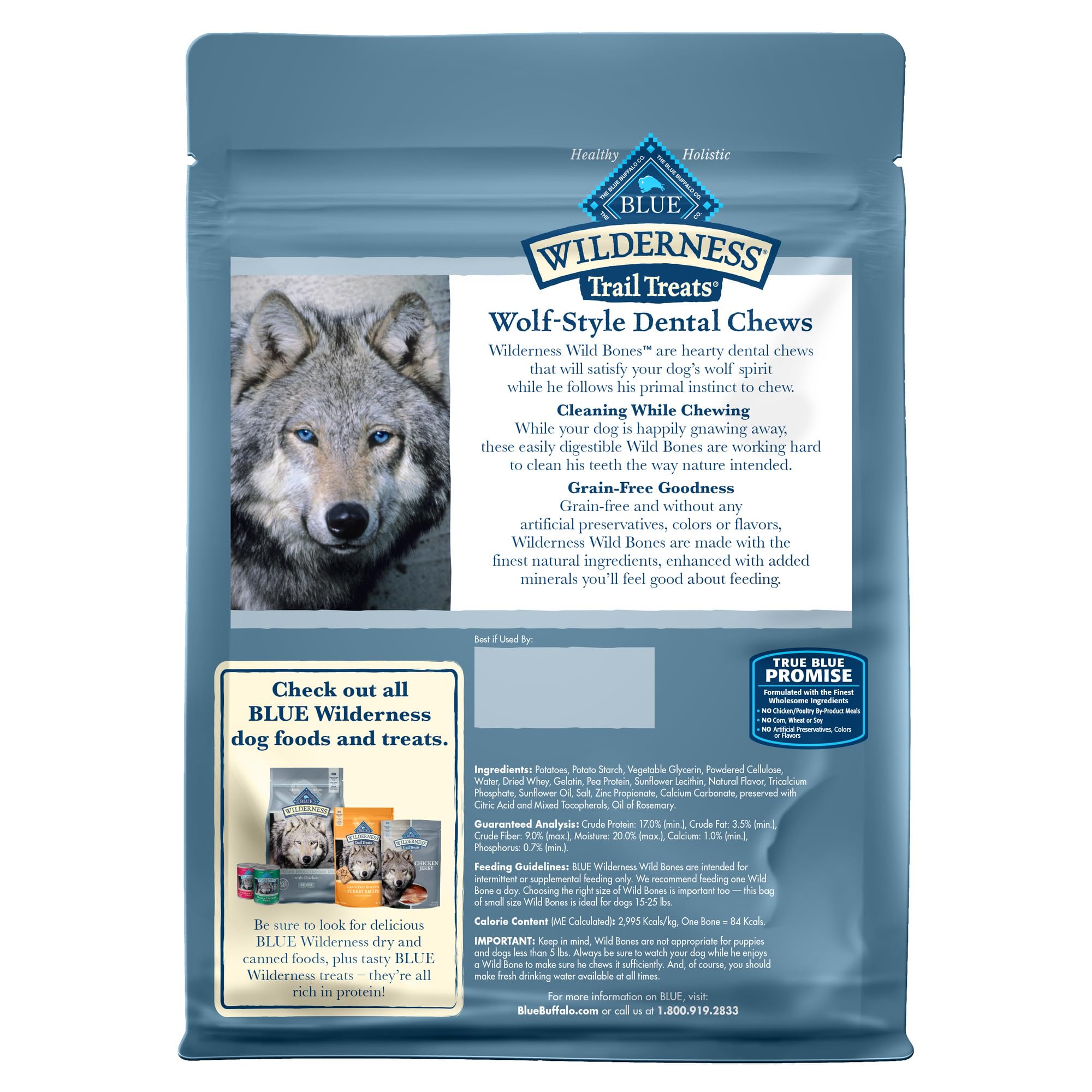 Blue Buffalo Wilderness friandise dentaire sans céréales petit chien – texture naturelle