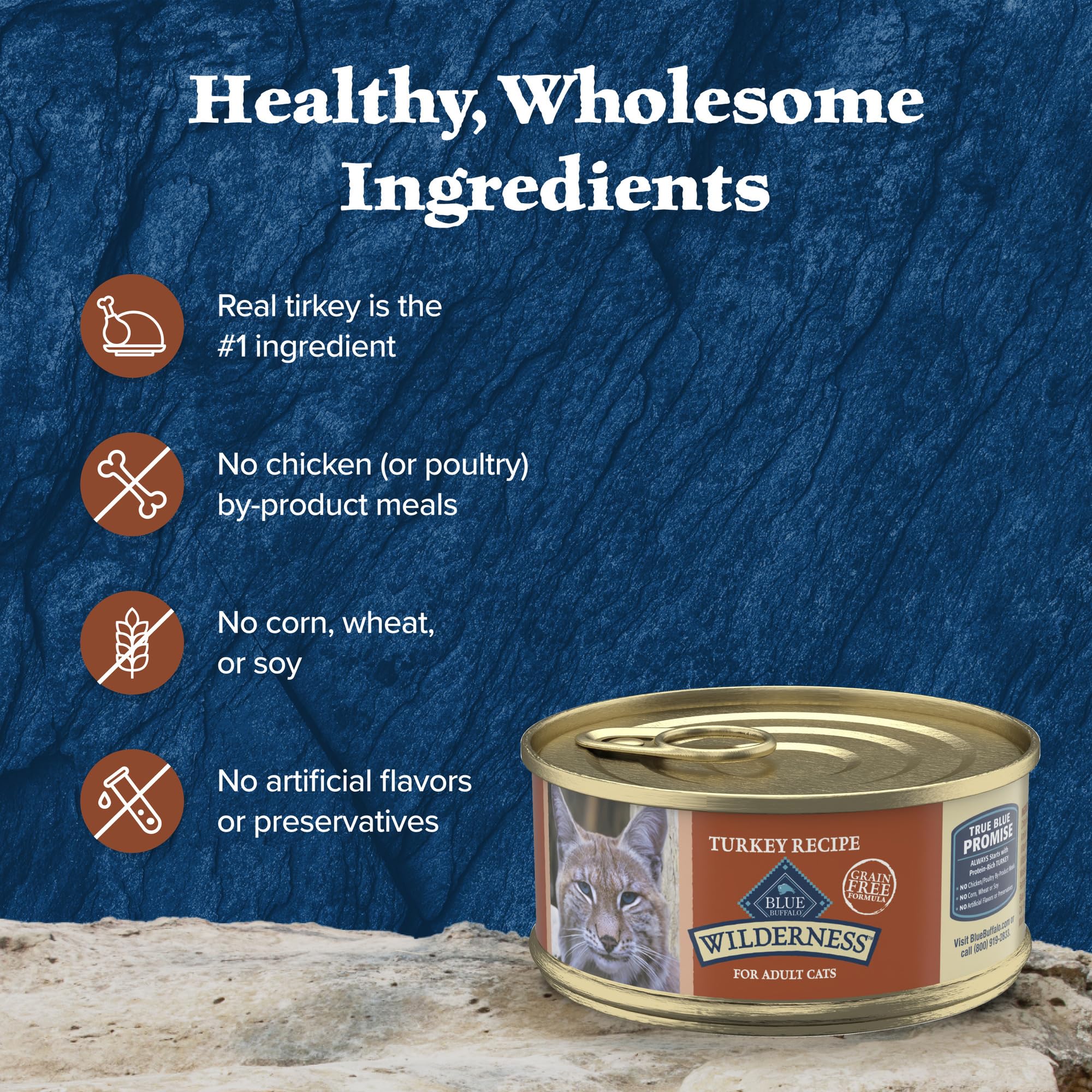 Blue Buffalo Wilderness pâté de dinde: texture riche pour chats actifs.