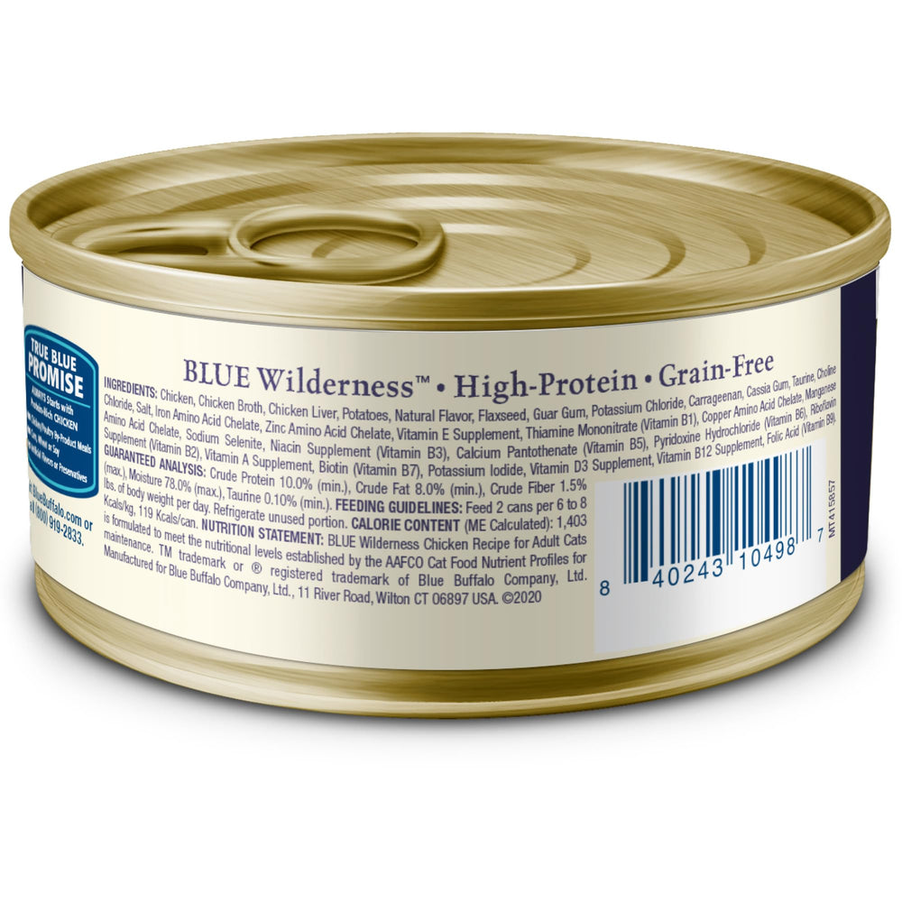 Blue Buffalo Wilderness Pate Chat Protéine élevée et sans céréales.