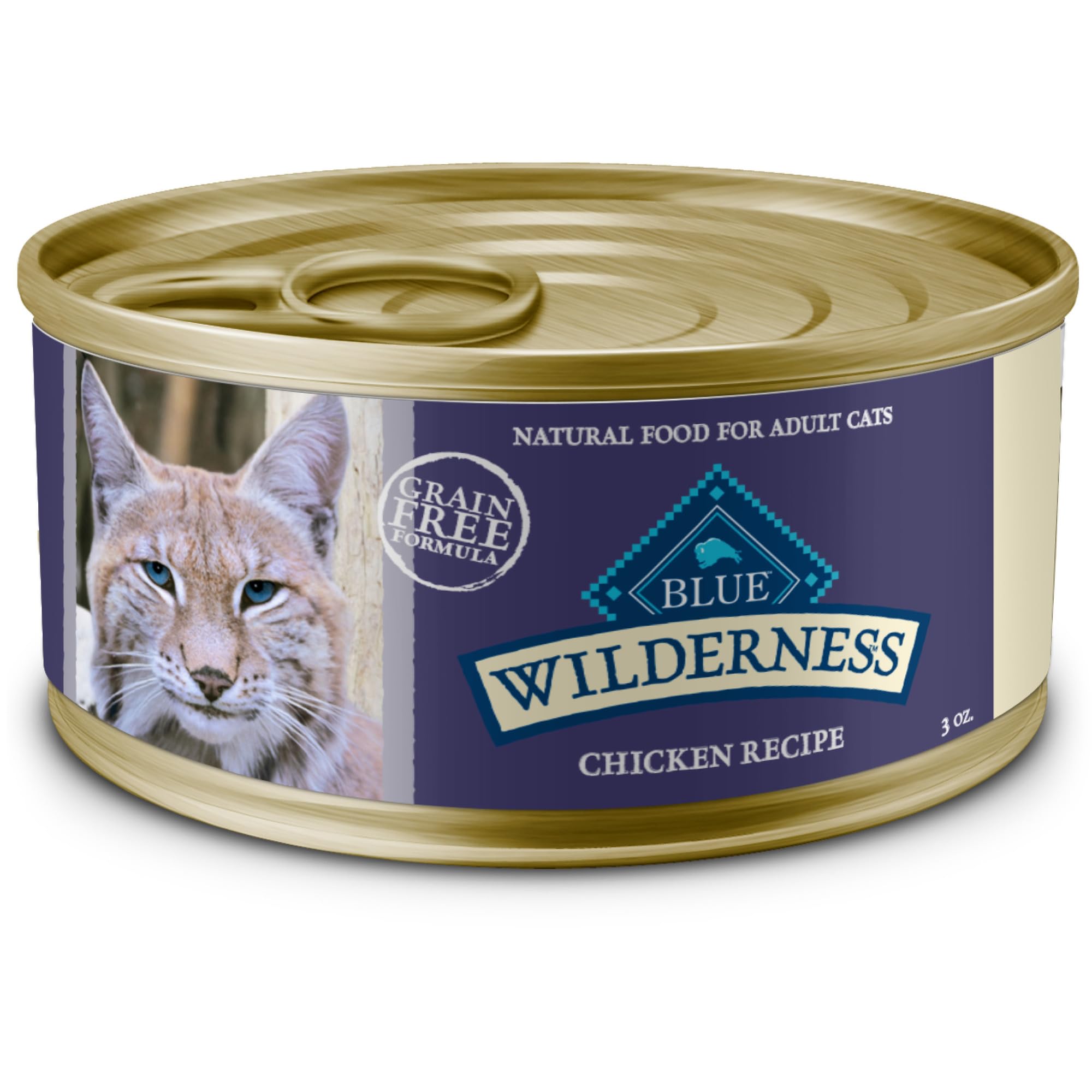 Blue Buffalo Wilderness pate poulet 3oz 24pack: patée protéinée appréciée par les chats actifs.