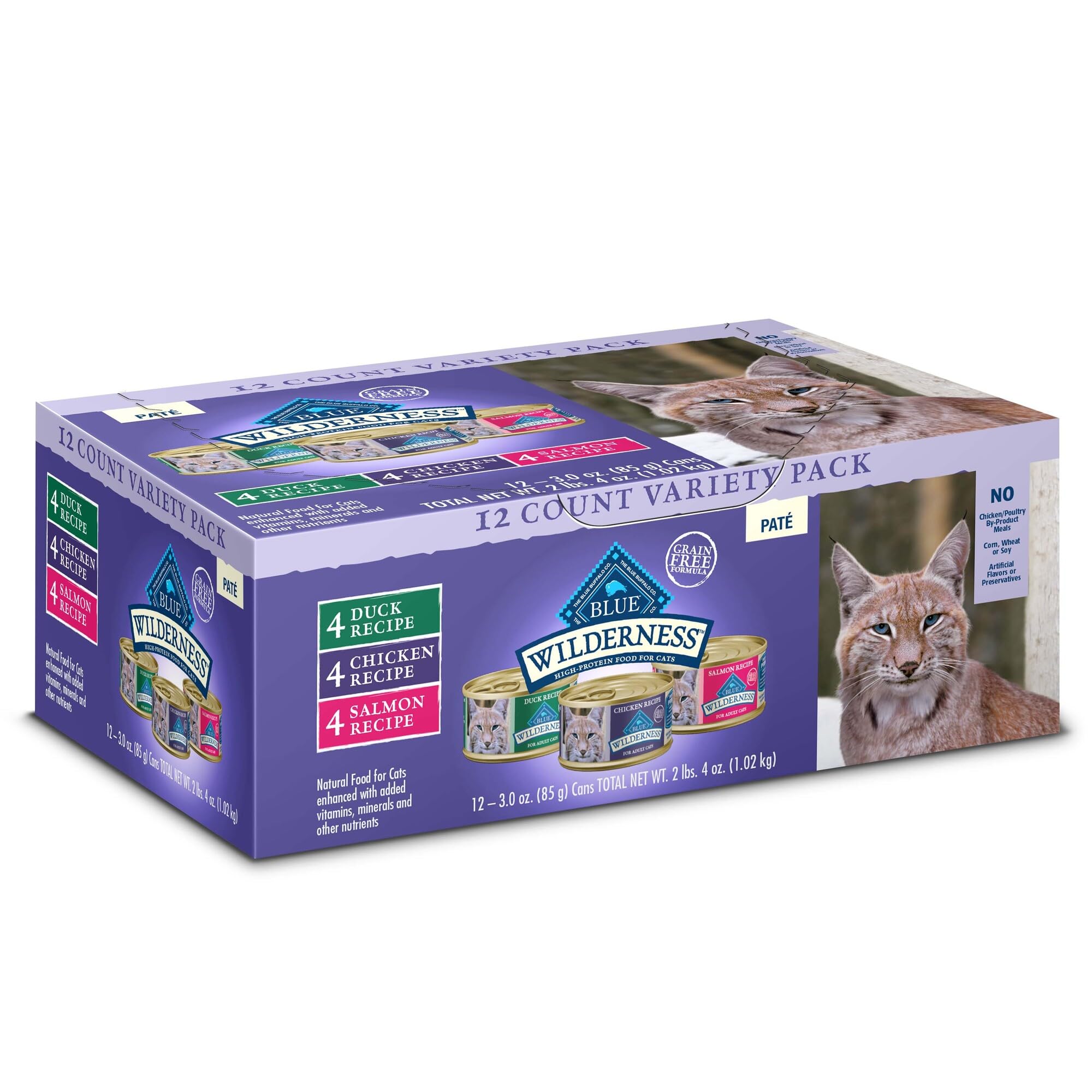 Blue Buffalo Wilderness pâté poulet, texture lisse et énergie naturelle pour chat adulte