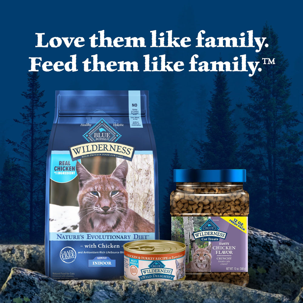 Blue Buffalo Wilderness portions pratiques pour les repas quotidiens des chats.