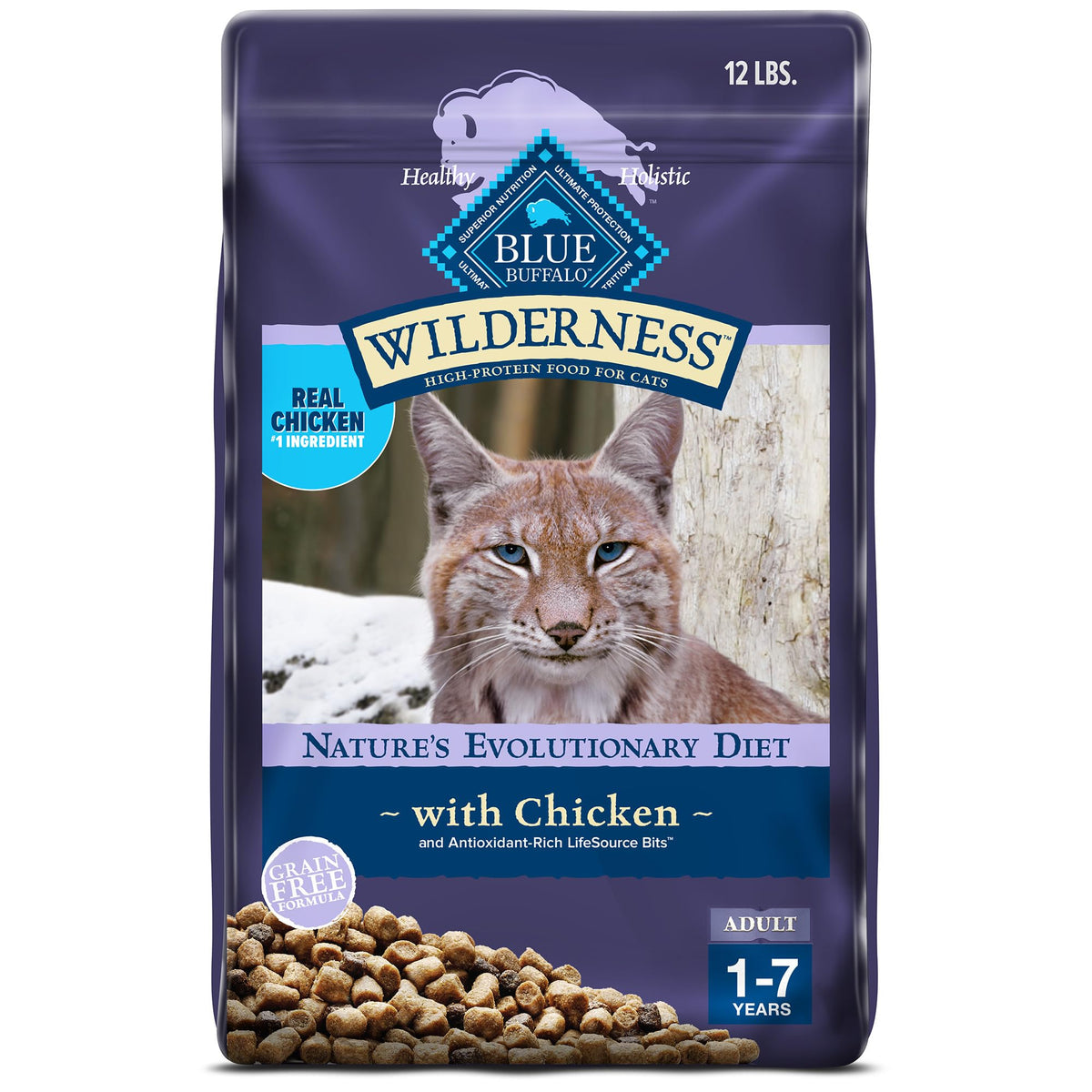 Blue Buffalo Wilderness: poulet réel premier ingrédient, soutien les muscles du chat.