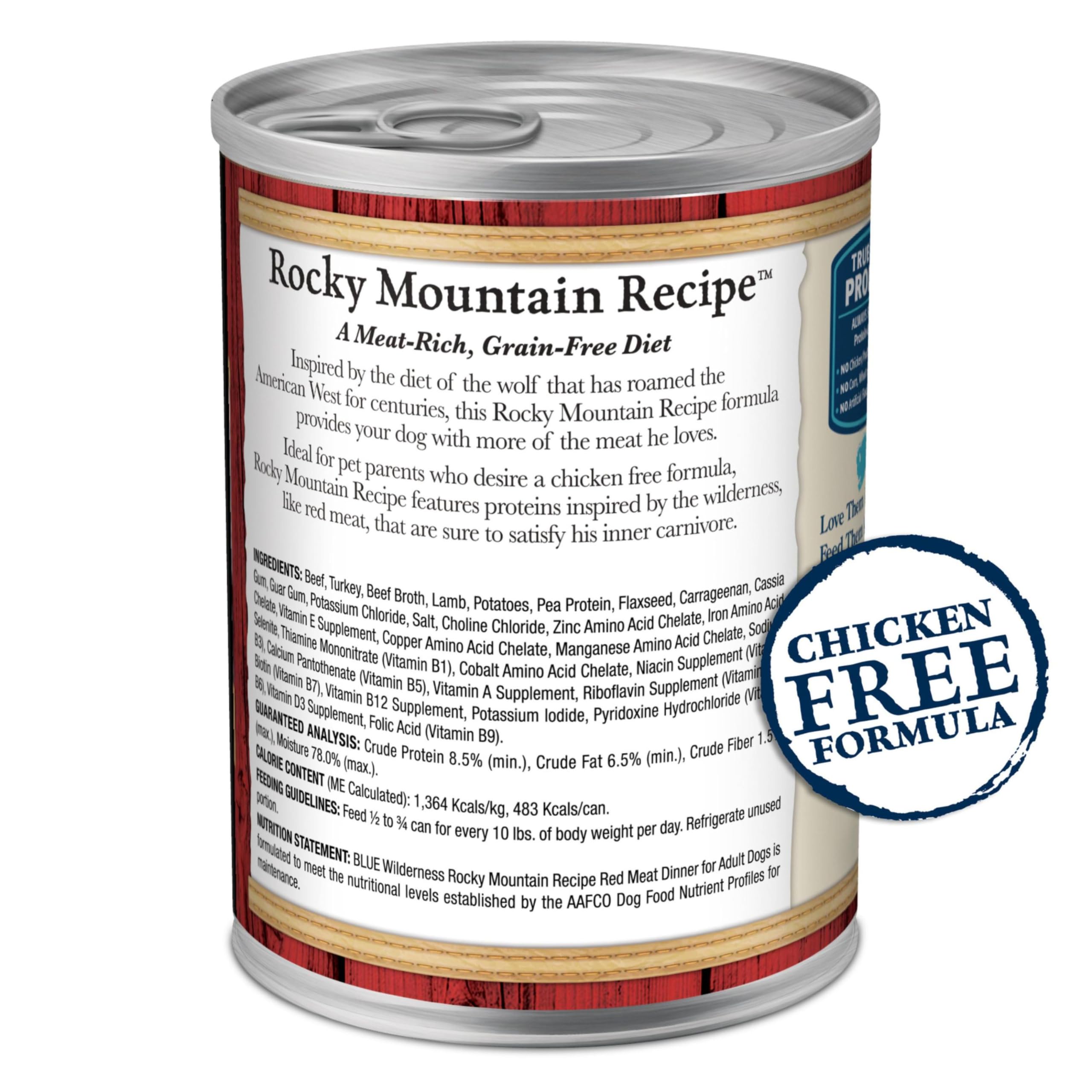 Blue Buffalo Wilderness pâté boeuf-premier-ingrédient: protéines élevées pour chiens actifs.