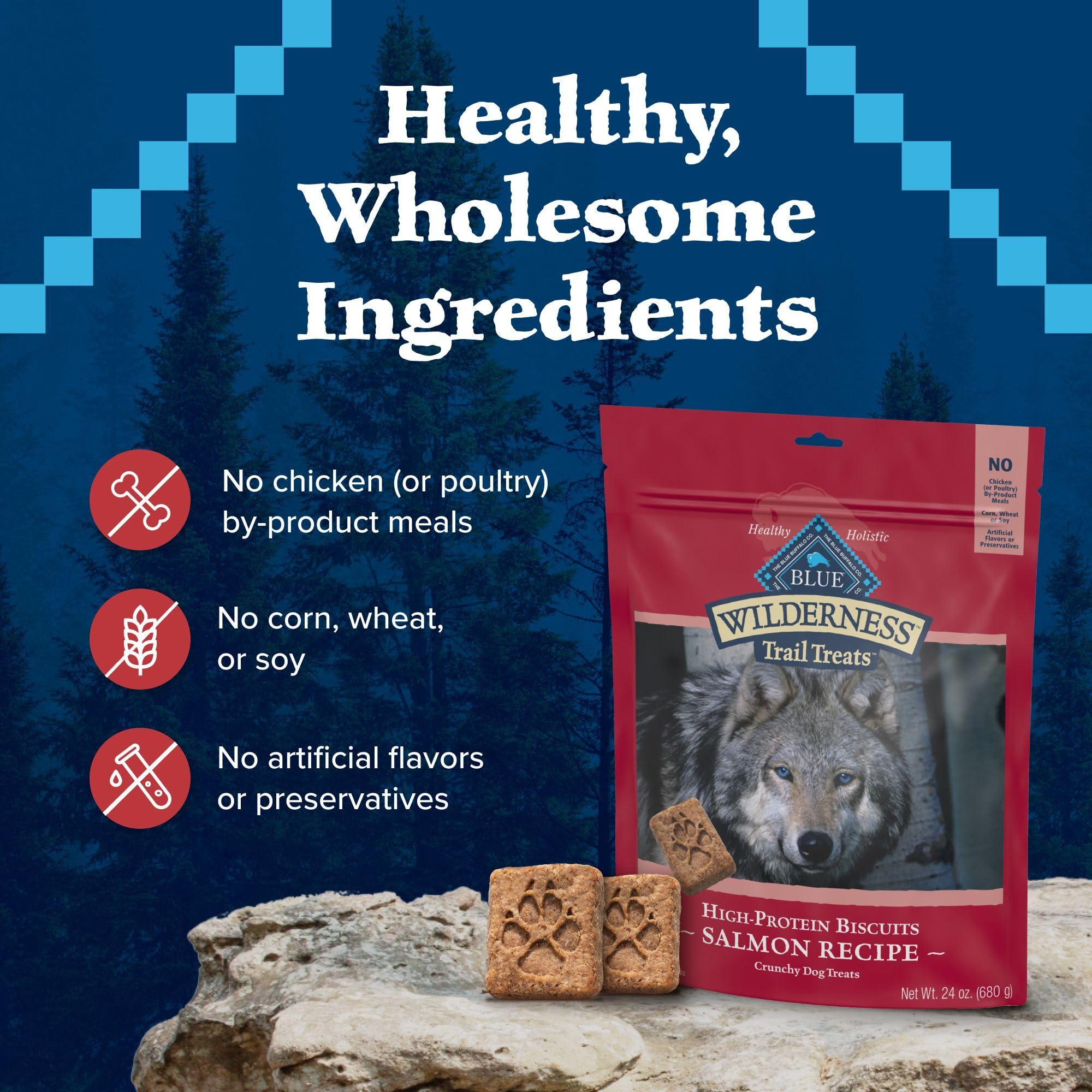 Recette saumon de Blue Buffalo Wilderness Trail Treats, riche en saveurs marines.