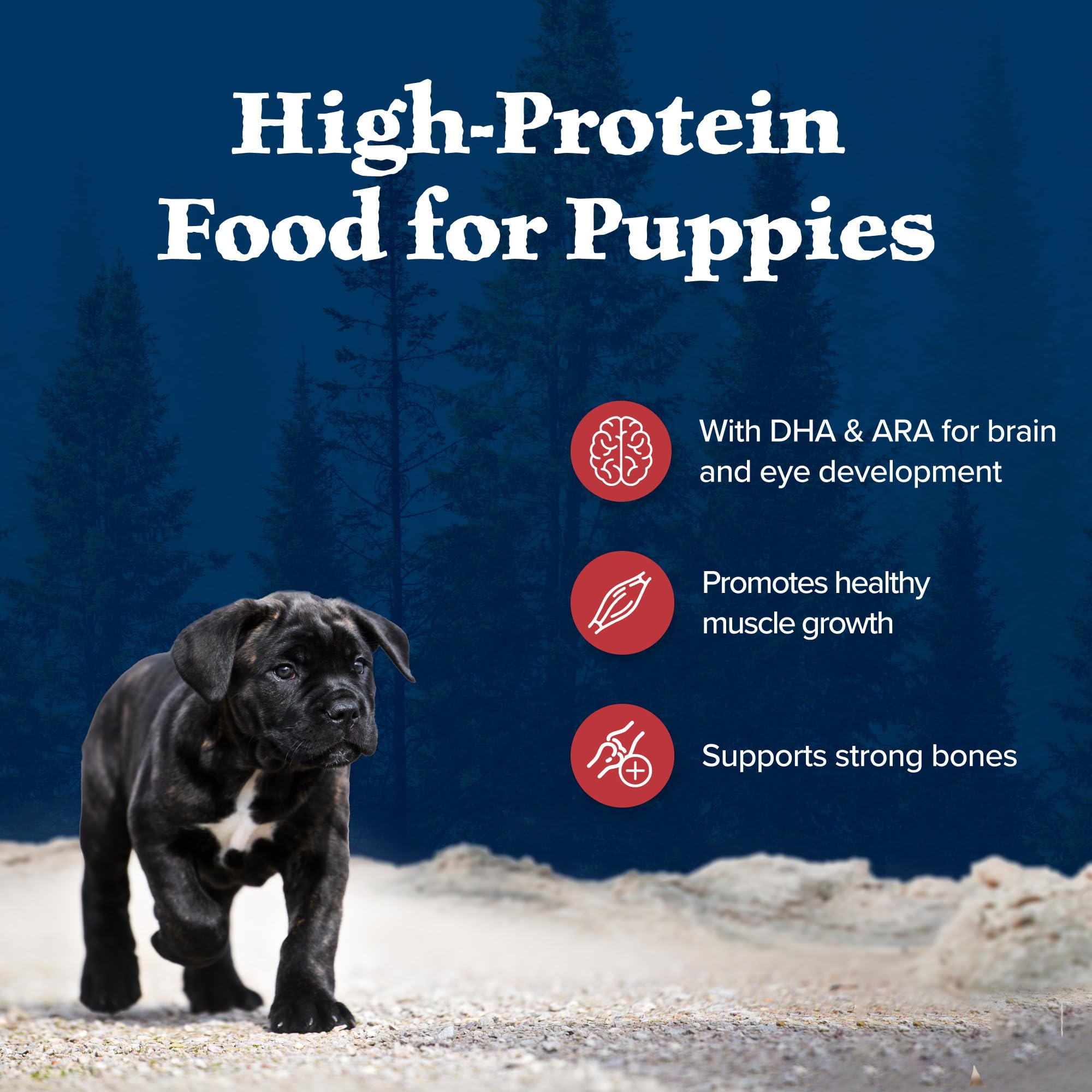 Blue Buffalo Wilderness Rocky Mountain Chiot – sans maïs, blé ni soja