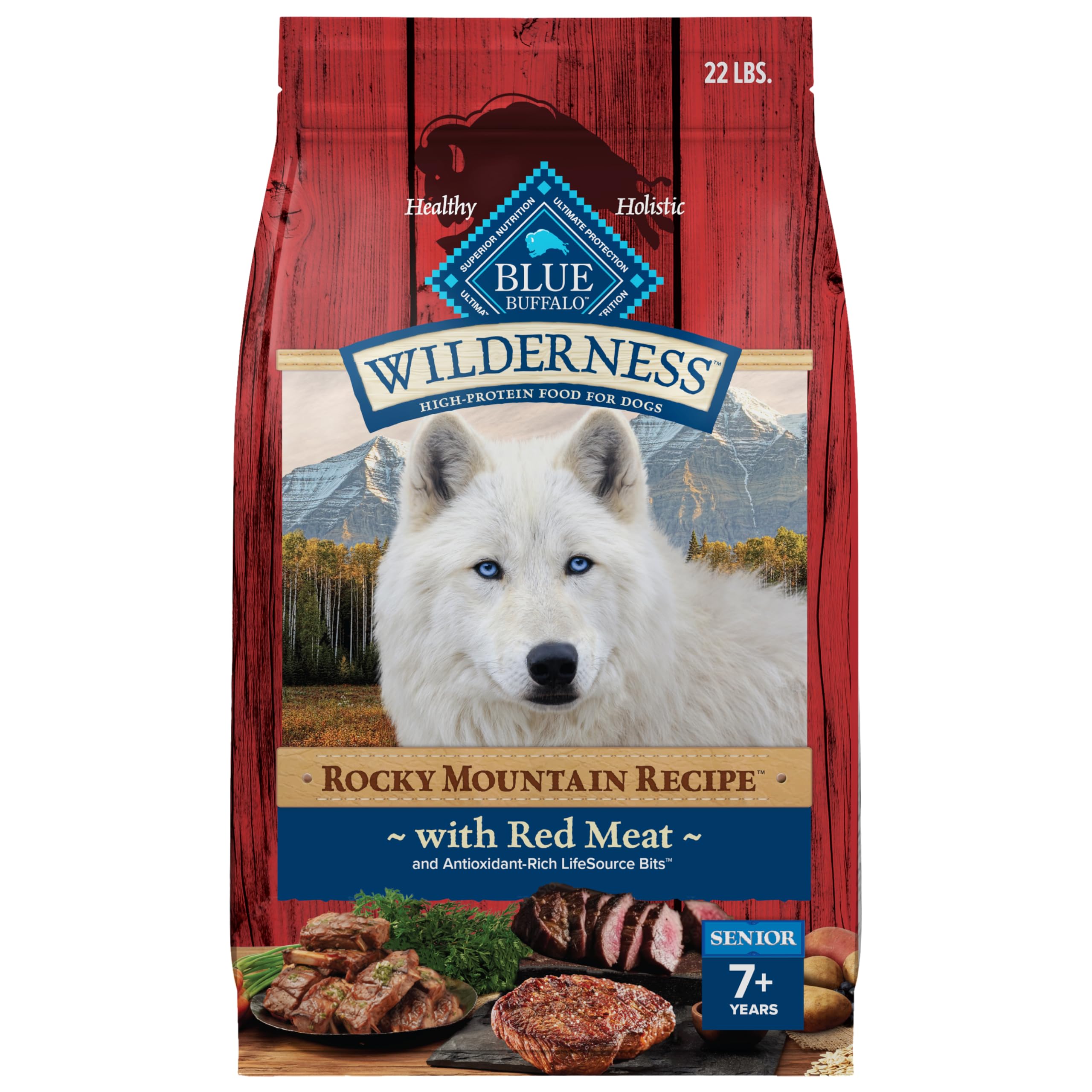 Blue Buffalo Wilderness Rocky Mountain Sac 22 lb, pratique pour les repas quotidiens.