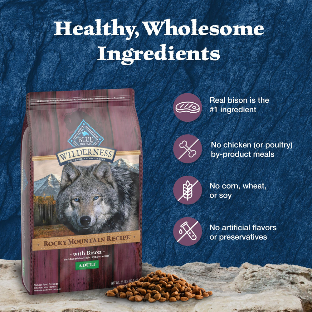 Blue Buffalo Wilderness sac de 22 lb prêt à l’emploi.