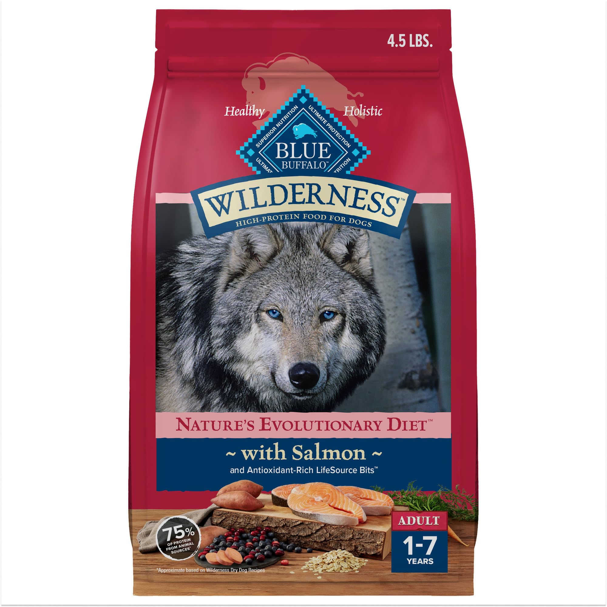 Blue Buffalo Wilderness saumon premier ingrédient, alimentation riche en protéines