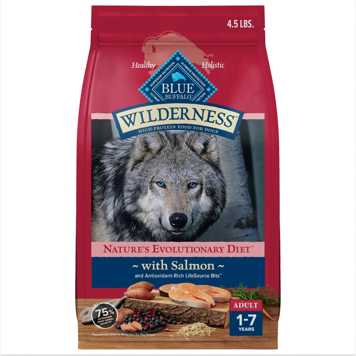 Blue Buffalo Wilderness saumon premier ingrédient, alimentation riche en protéines