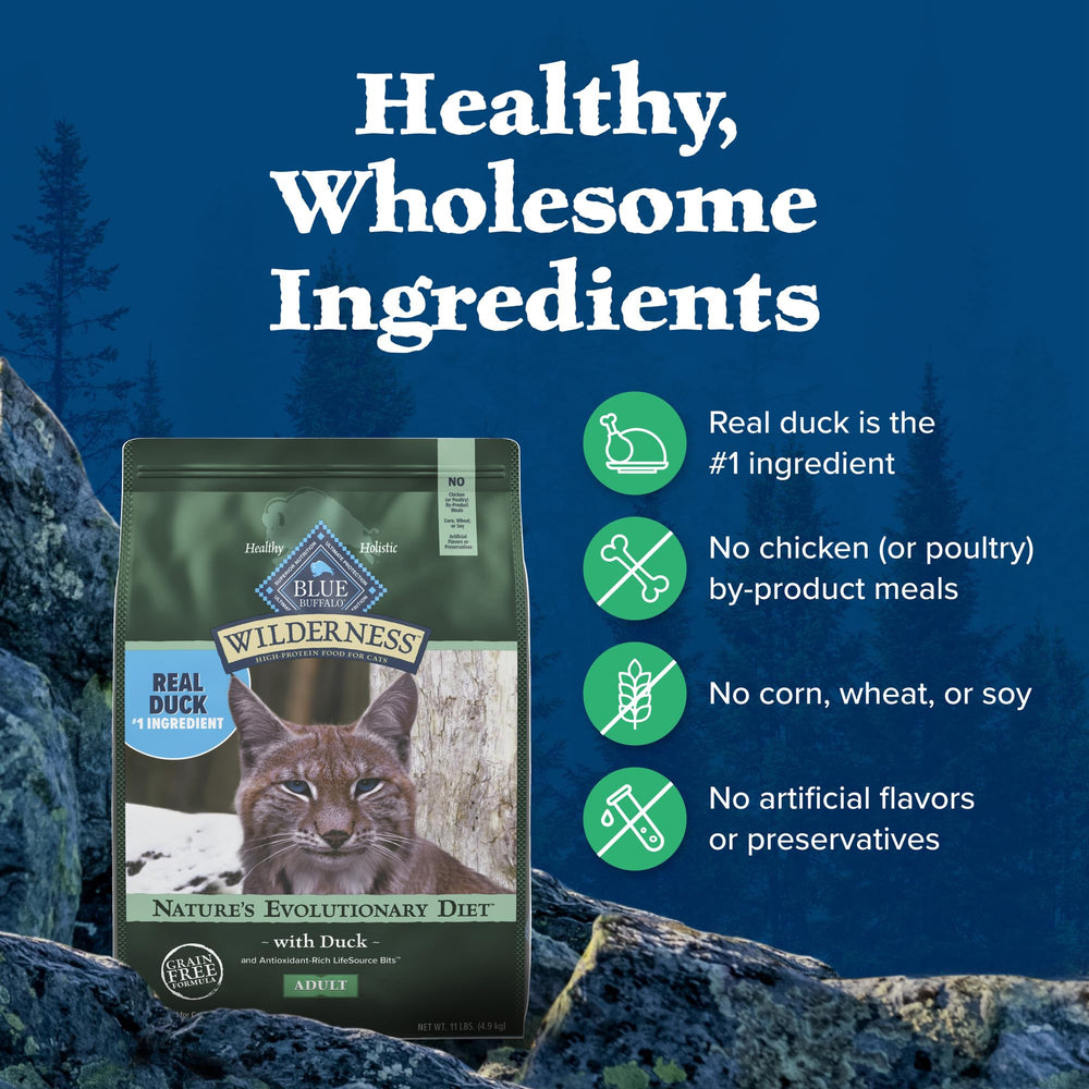 Blue Buffalo Wilderness saveur naturelle de canard pour une appétence accrue.
