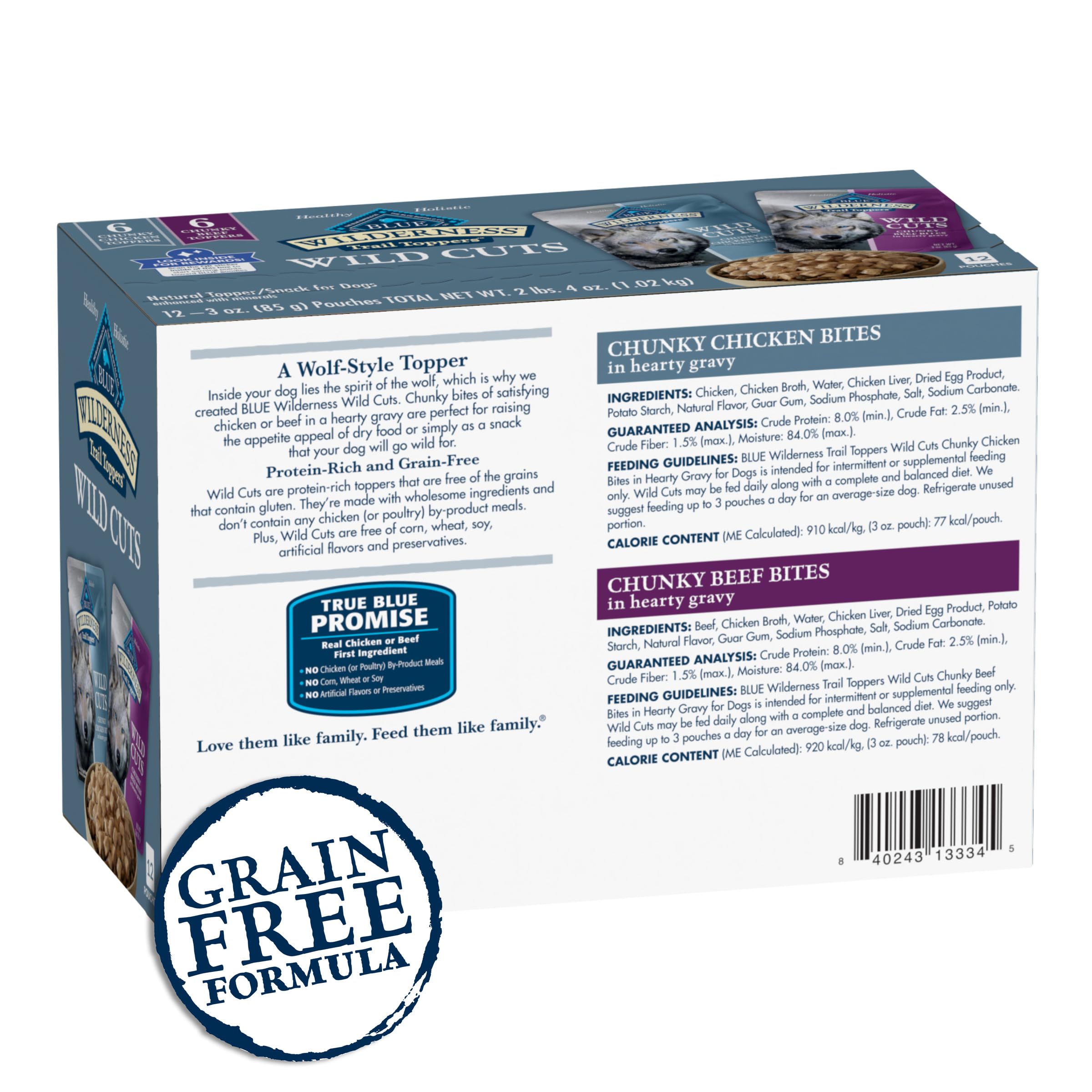 Blue Buffalo Wilderness Trail Toppers bouchées boeuf, saveur naturelle pour palets heureux.