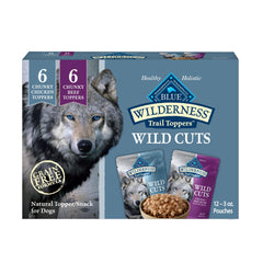 Blue Buffalo Wilderness Trail Toppers bouchées poulet, protéine élevée pour chien actif.