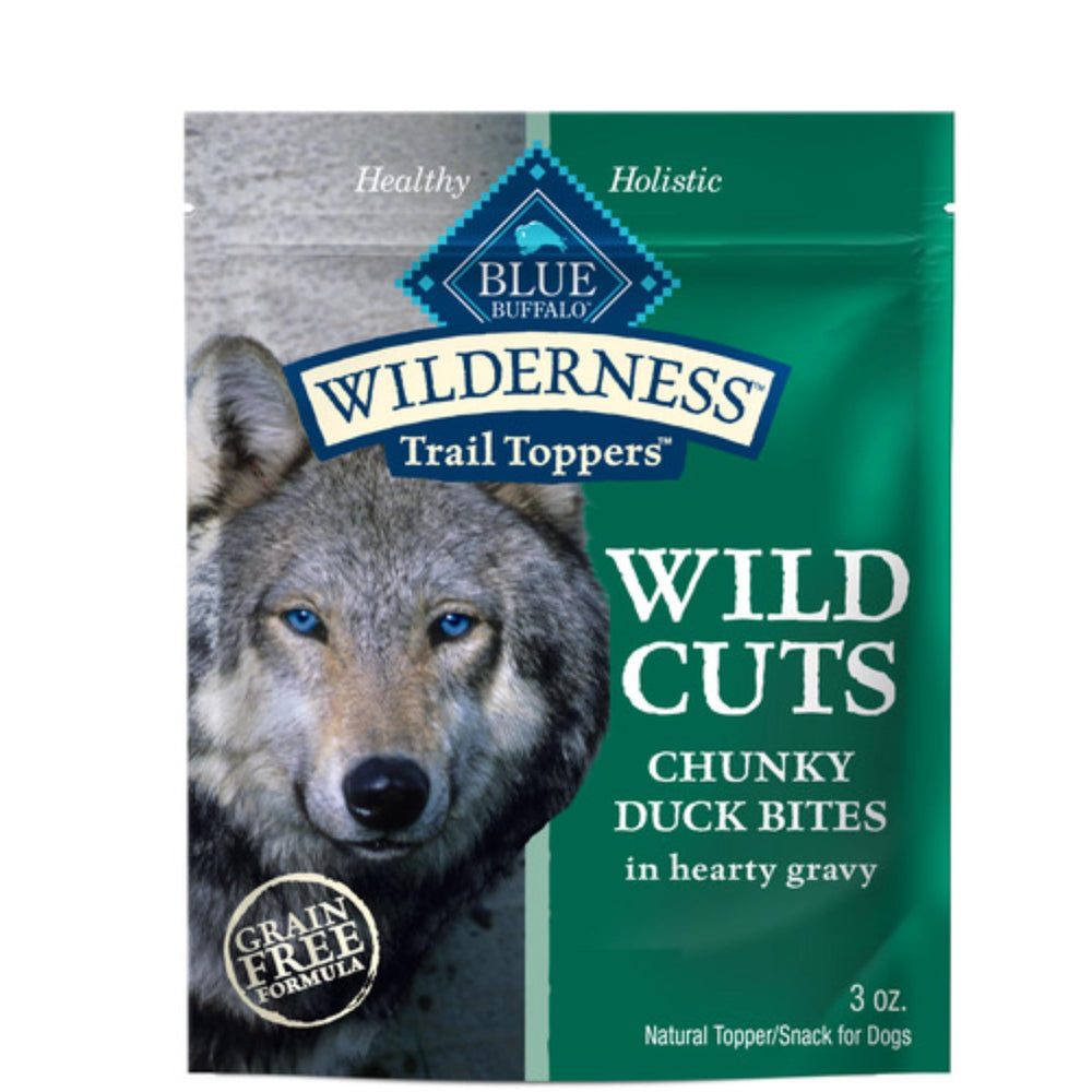 Blue Buffalo Wilderness Trail Toppers, bouchées de canard dans une sauce onctueuse, idéal comme topping.