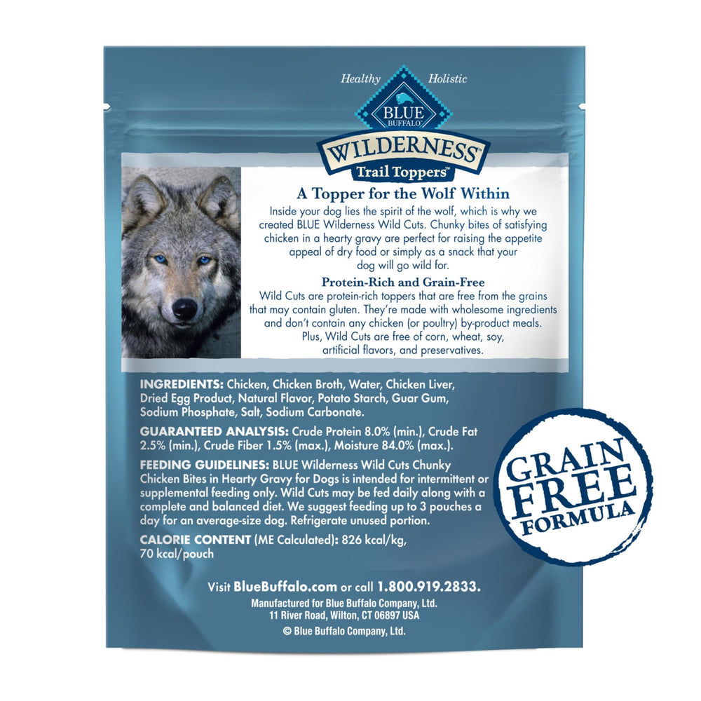 Blue Buffalo Wilderness Trail Toppers : protéine élevée sans céréales pour chiens actifs