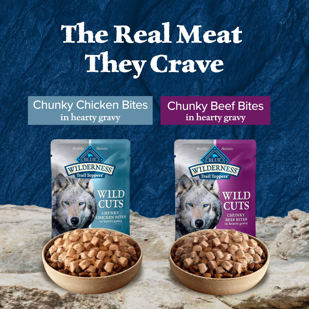 Blue Buffalo Wilderness Trail Toppers sachets 3oz poulet, pratique en portion unique.
