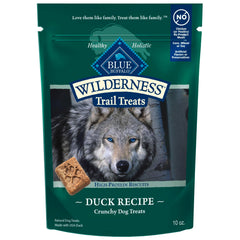 Blue Buffalo Wilderness Trail Treats premier ingrédient canard, récompense naturelle pour chiens gourmets.