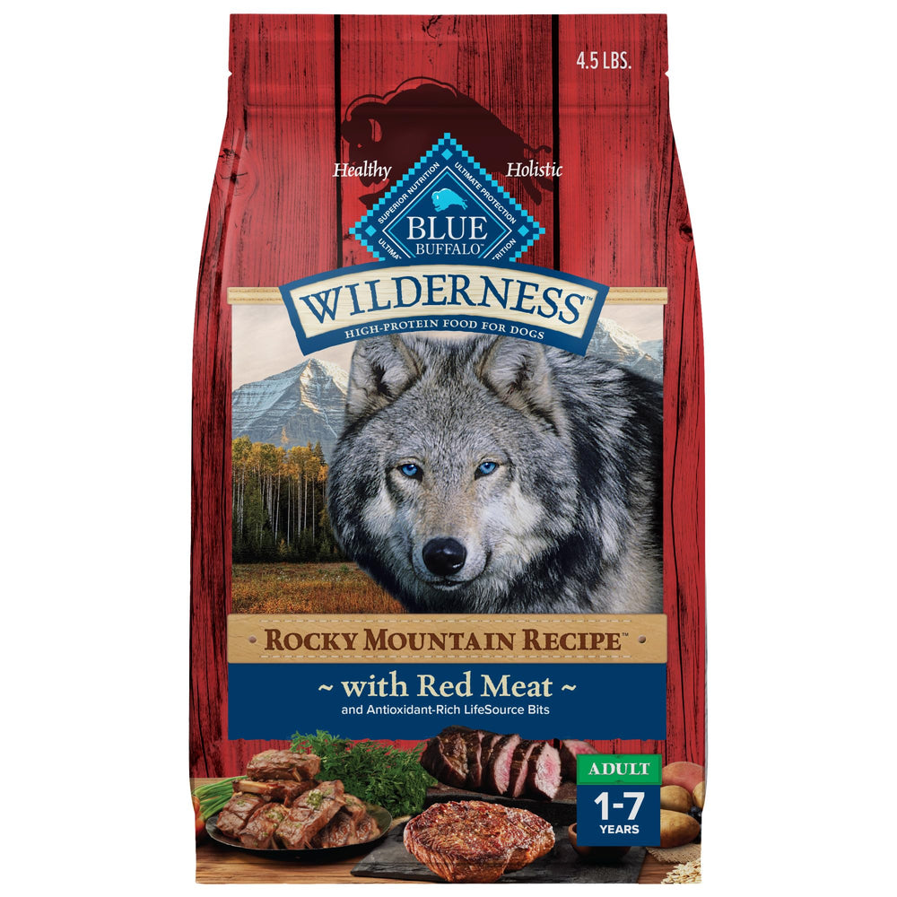 Blue Buffalo Wilderness montre la viande réelle comme premier ingrédient pour votre chien.