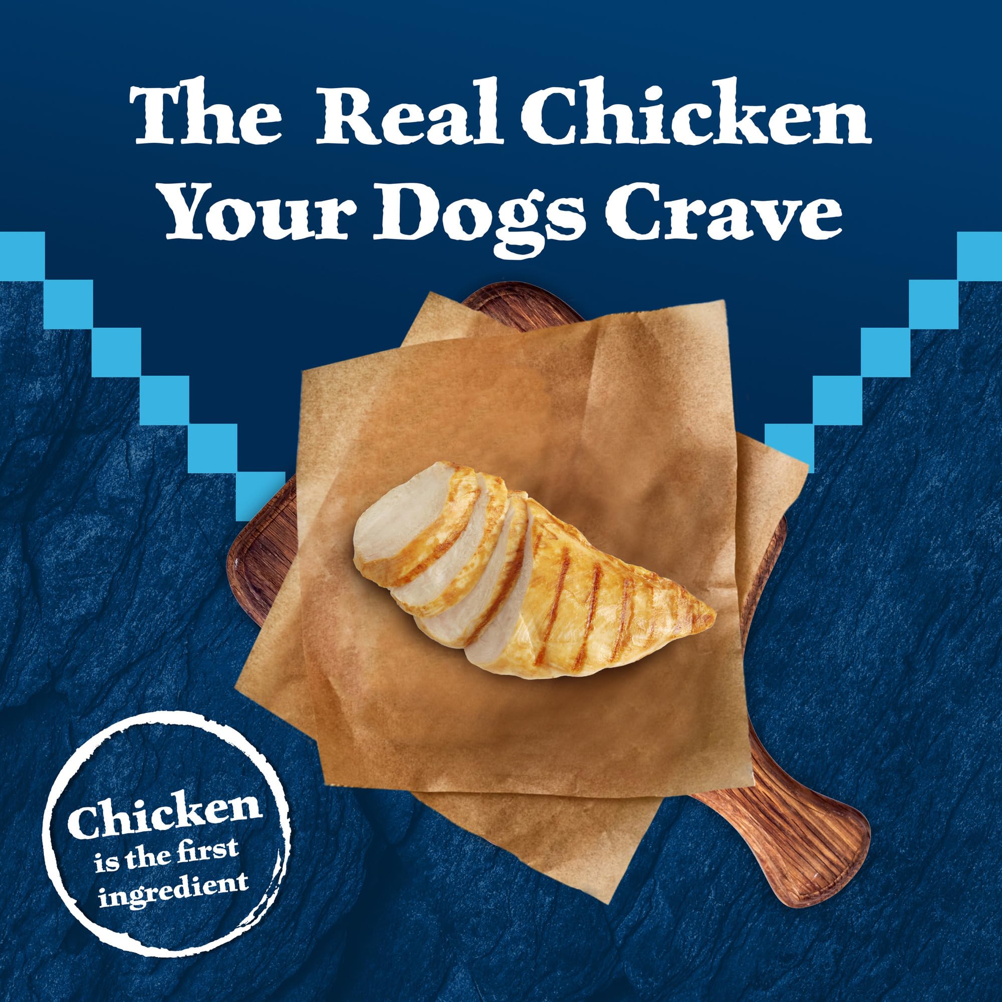 Morceaux poulet réel dans les friandises Wild Bits Blue Buffalo, snack protéiné pour chien.