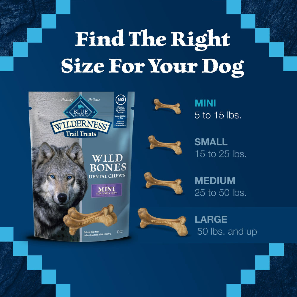 Blue Buffalo Wilderness Wild Bones Mini – sans sous-produits de poulet pour plus de clarté.