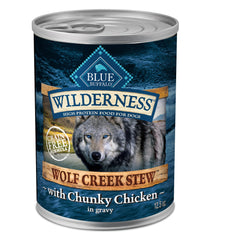 Blue Buffalo Wilderness Wolf Creek Stew: poulet en jus, pour chien actif et gourmand.
