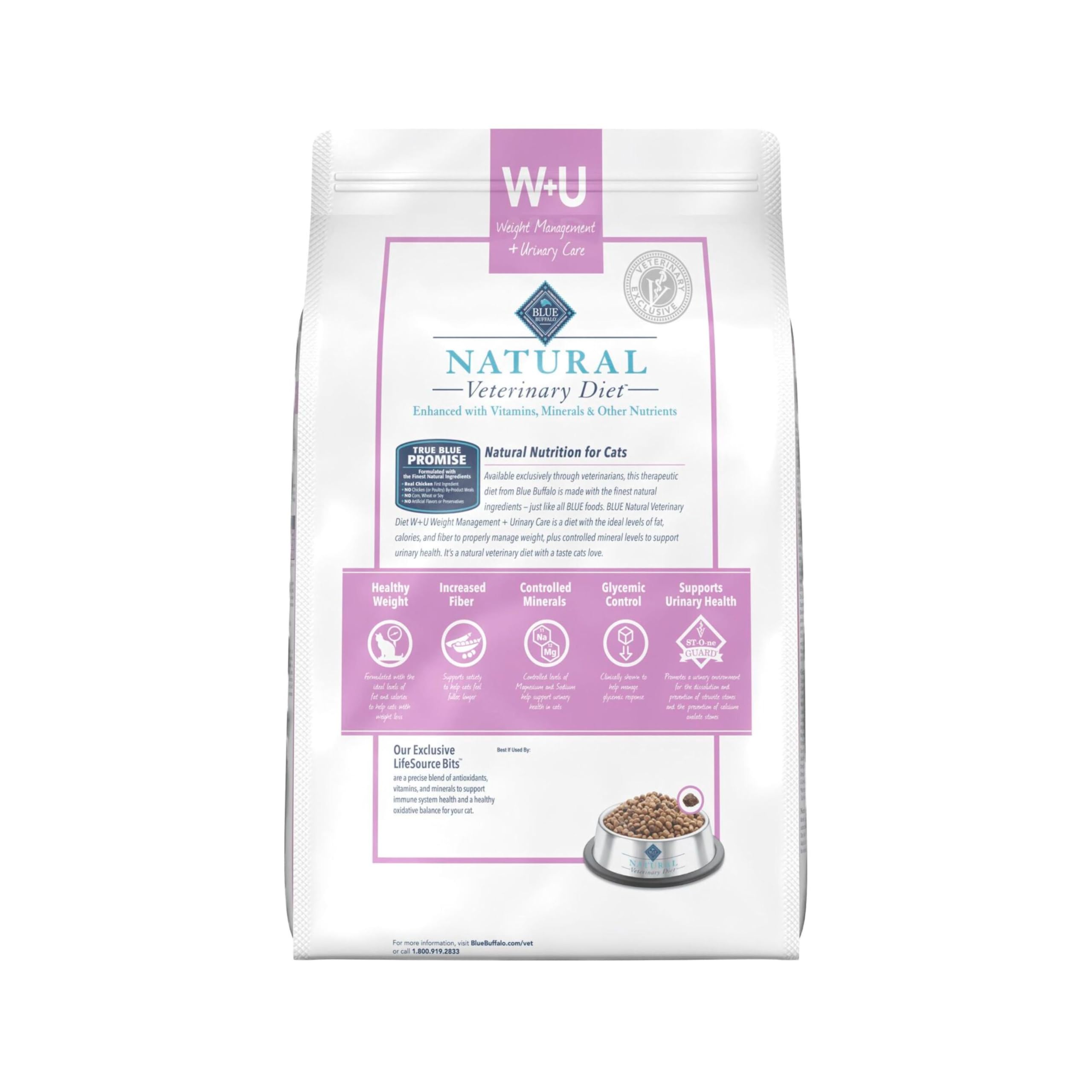 Formule vétérinaire Blue Buffalo W+U pour poids et urinaires du chat