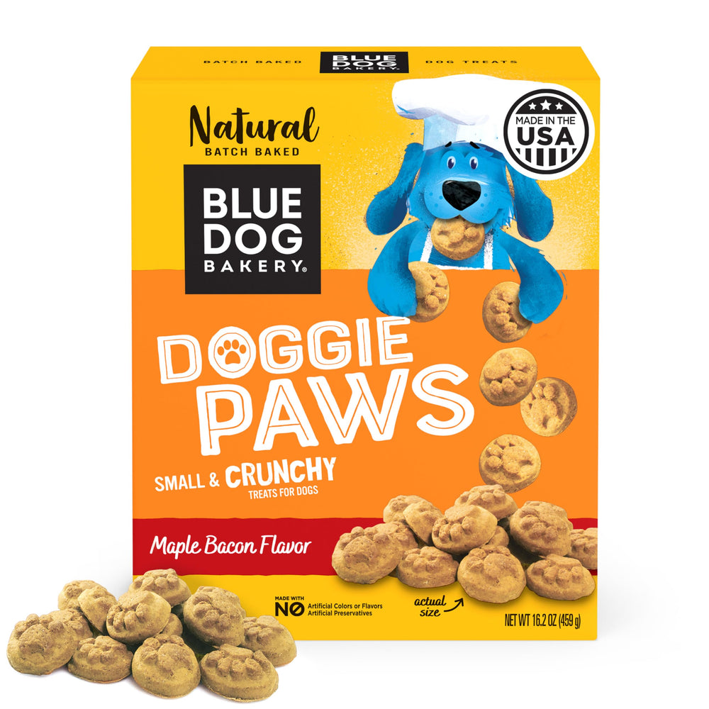 Blue Dog Bakery Doggie Paws : morceau croquant saveur érable et bacon pour récompenser les chiens.