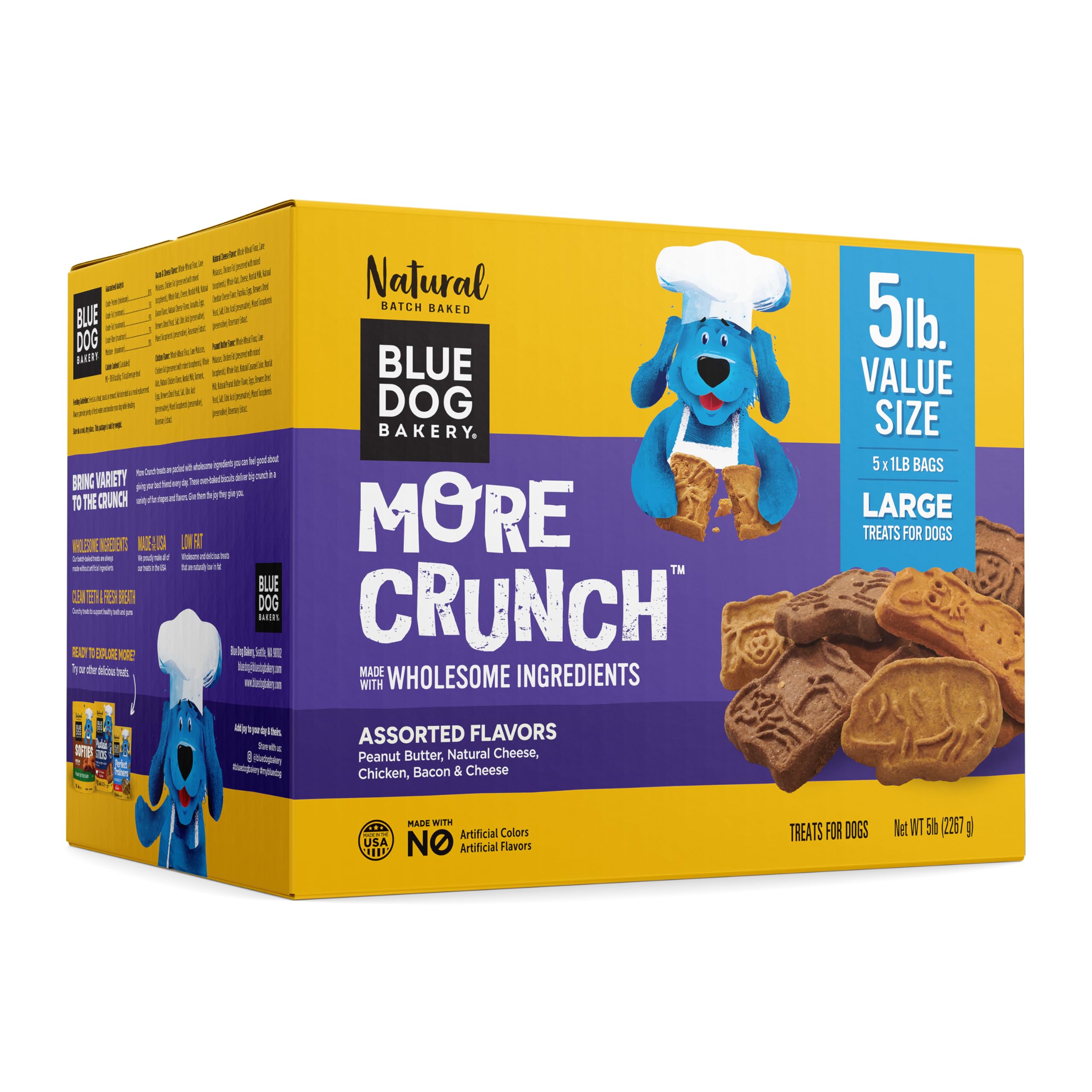 Blue Dog Bakery Plus-Croquant – biscuits croquants saveurs assorties pour chiens
