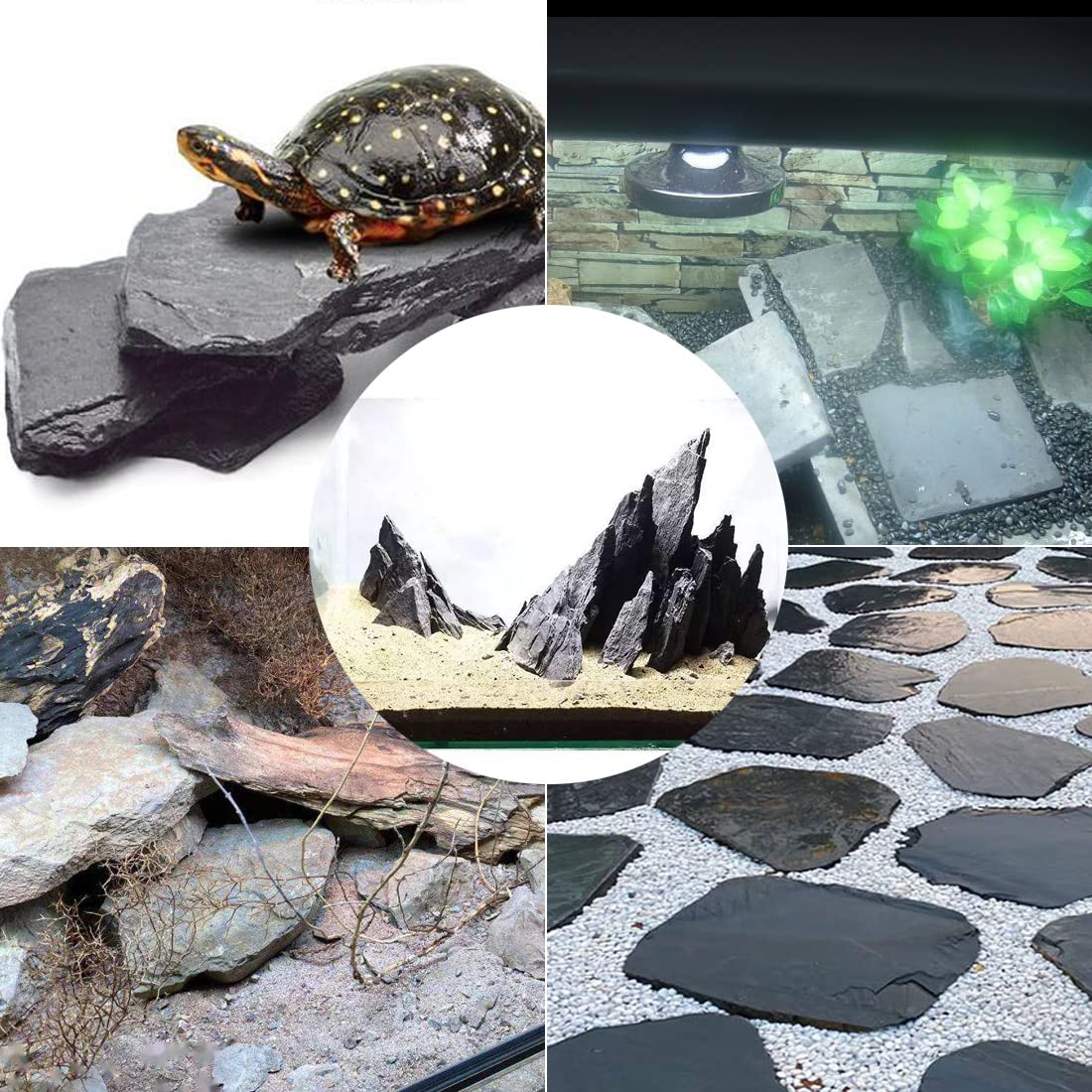 BLUE HANDCART pierre d ardoise naturelle – retient la chaleur pour reptiles et amphibiens.