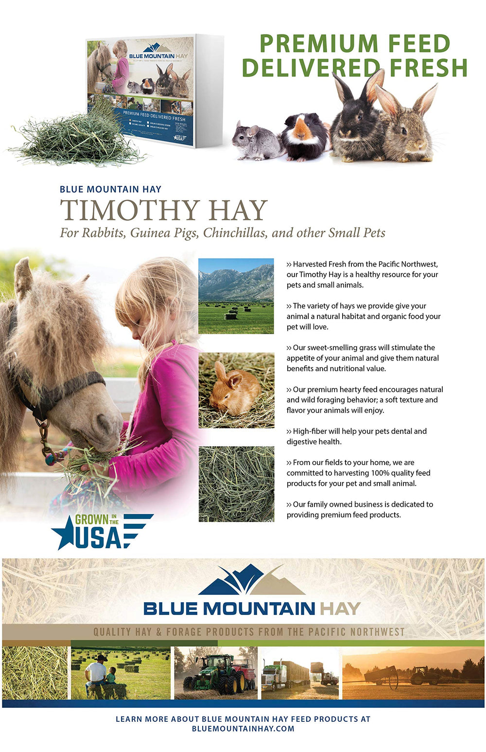 Blue Mountain Hay alimentation adaptée à toutes les situations, usage quotidien et forage.