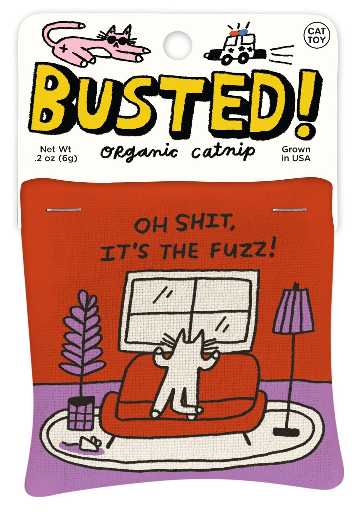Blue Q Busted Oh S: jouet chat avec sérigraphie double-face pour amusement prolongé