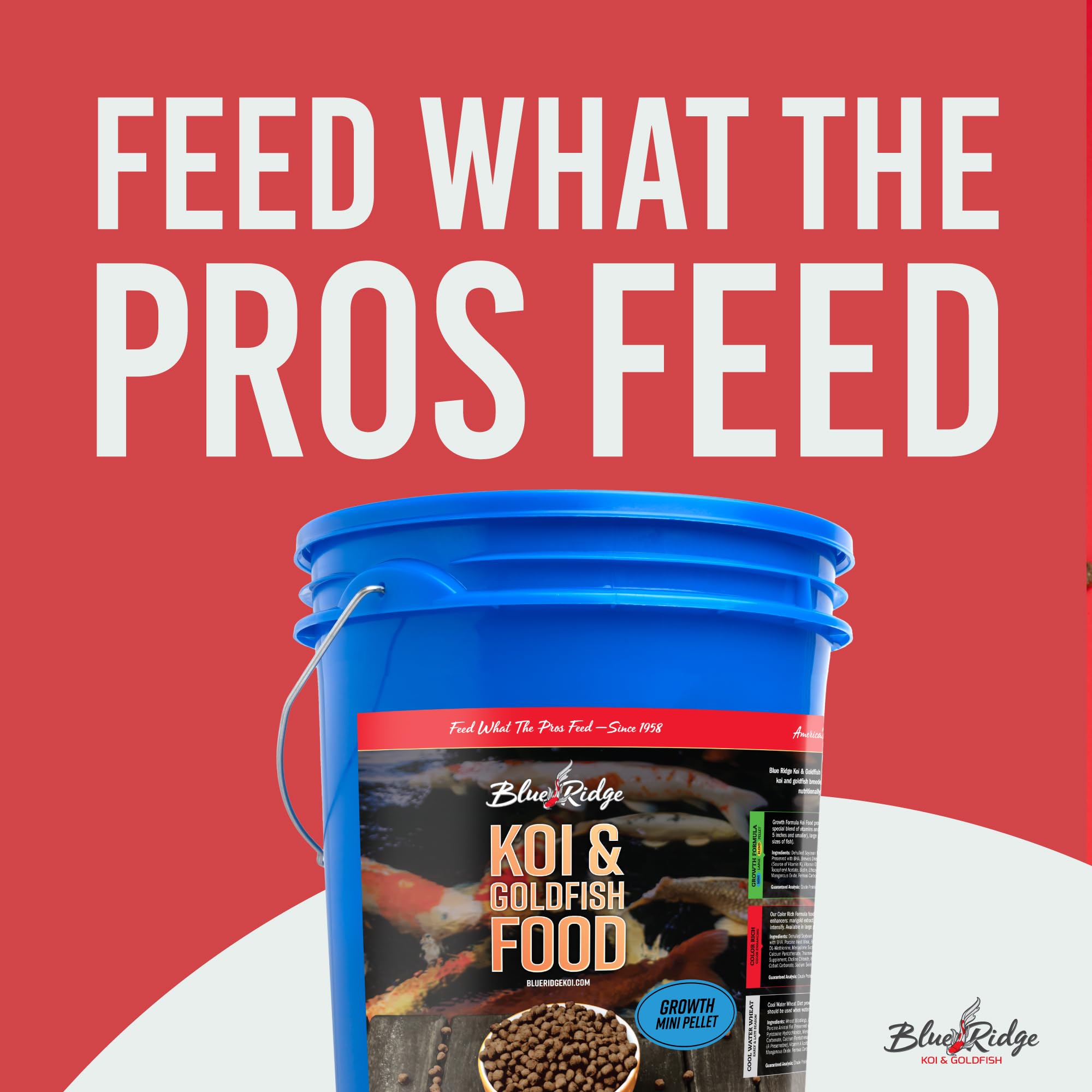 Blue Ridge Koi Food, emballage de 14 lb pour longue utilisation.