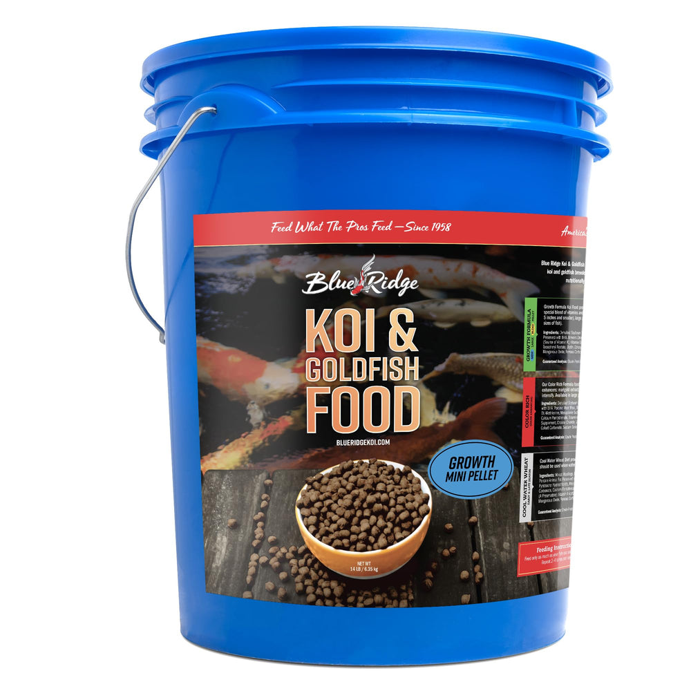 Blue Ridge Koi Food, sac de pellets flottants pour bassin, alimentation quotidienne.