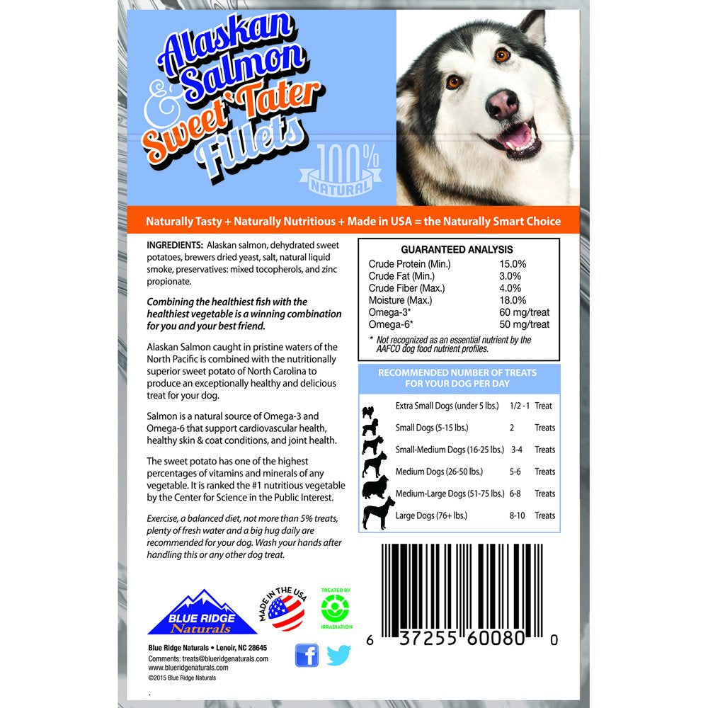 Blue Ridge Naturals ingrédients saumon et patate douce, liste naturelle sans additifs.