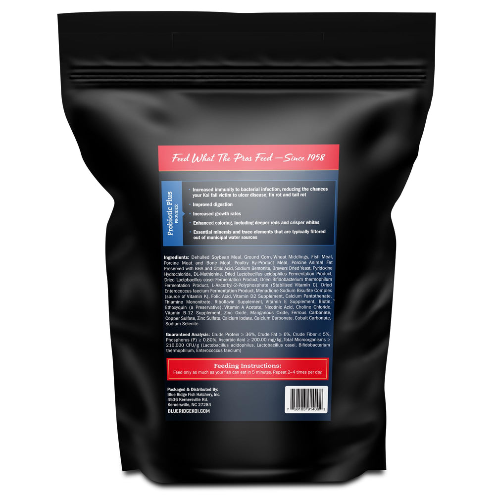 Blue Ridge Probiotique Plus – pellets flottants pour poisson rouge, coloration améliorée.